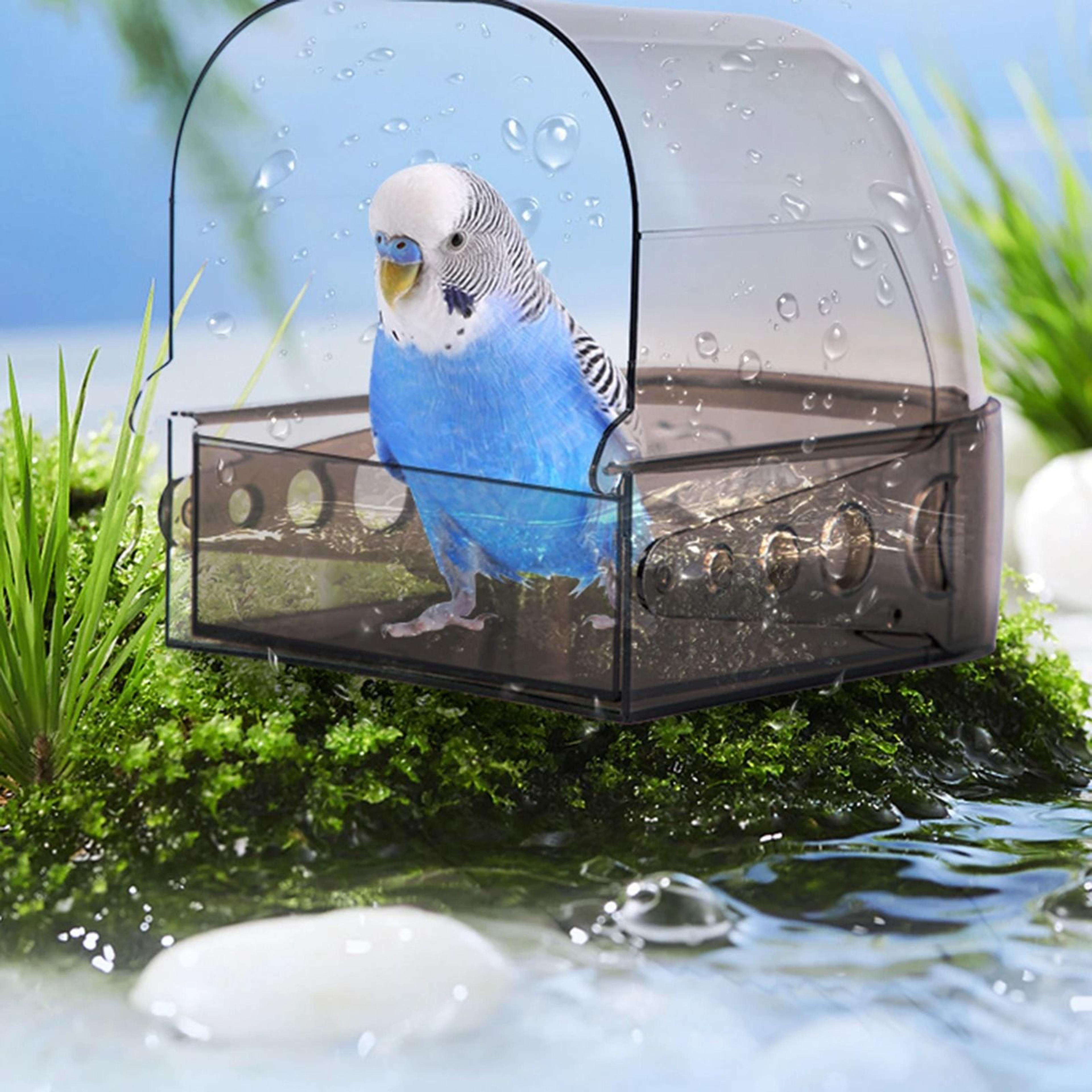 large transparent bird bath box removable drawer cage bath for small birds