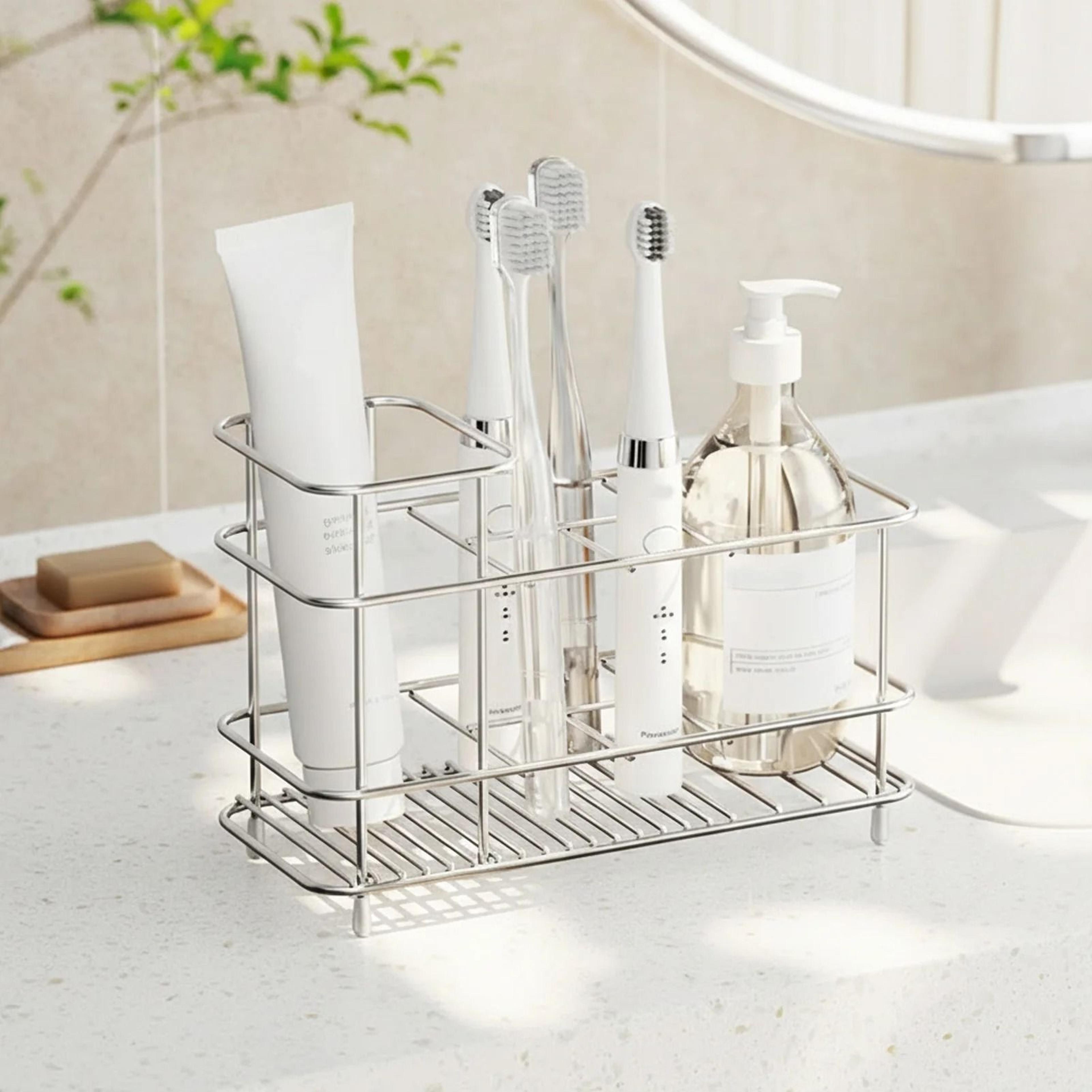 stainless steel wall mounted toothbrush holder rust-resistant bathroom organizer rack