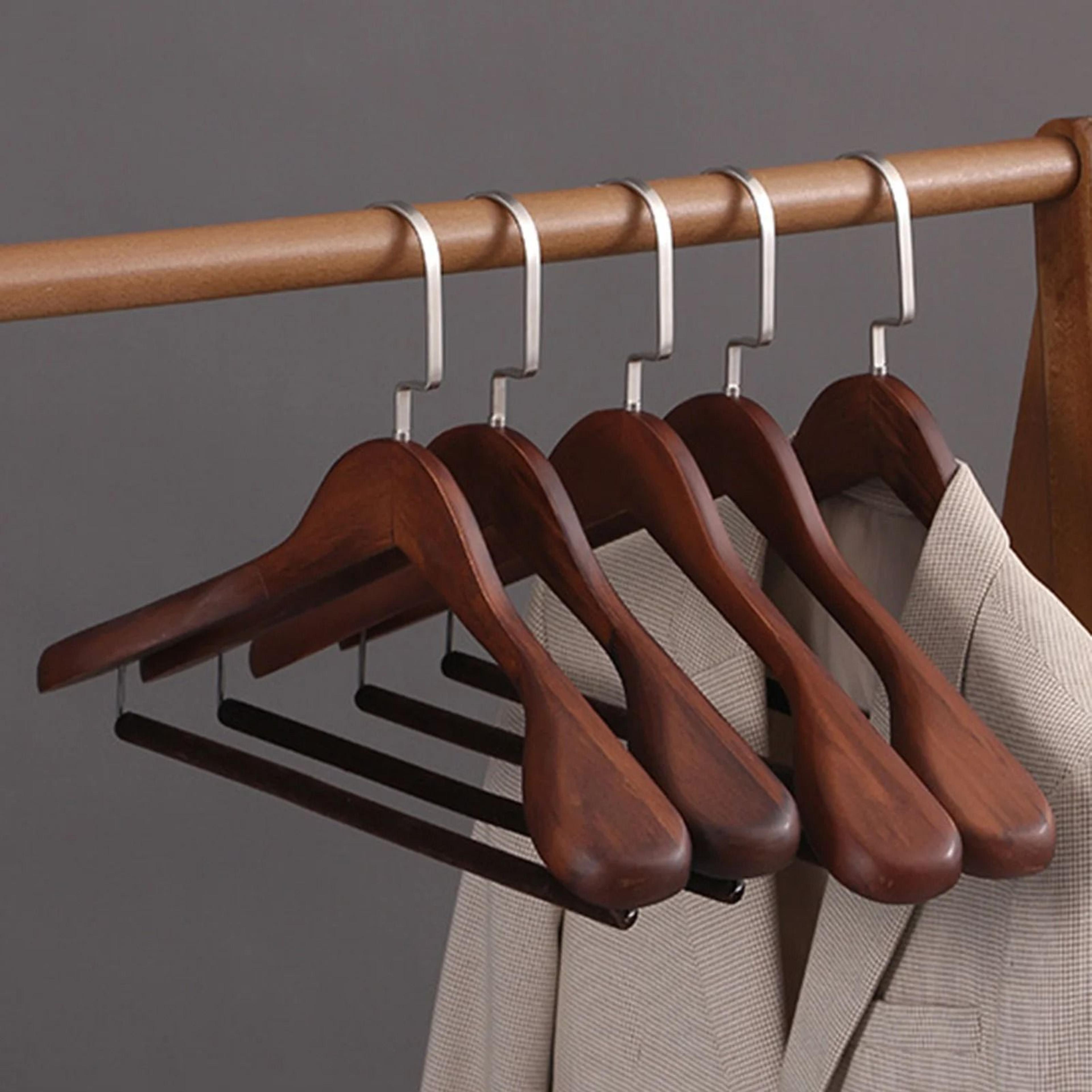premium flocked wooden suit hanger non-slip clothes hanger