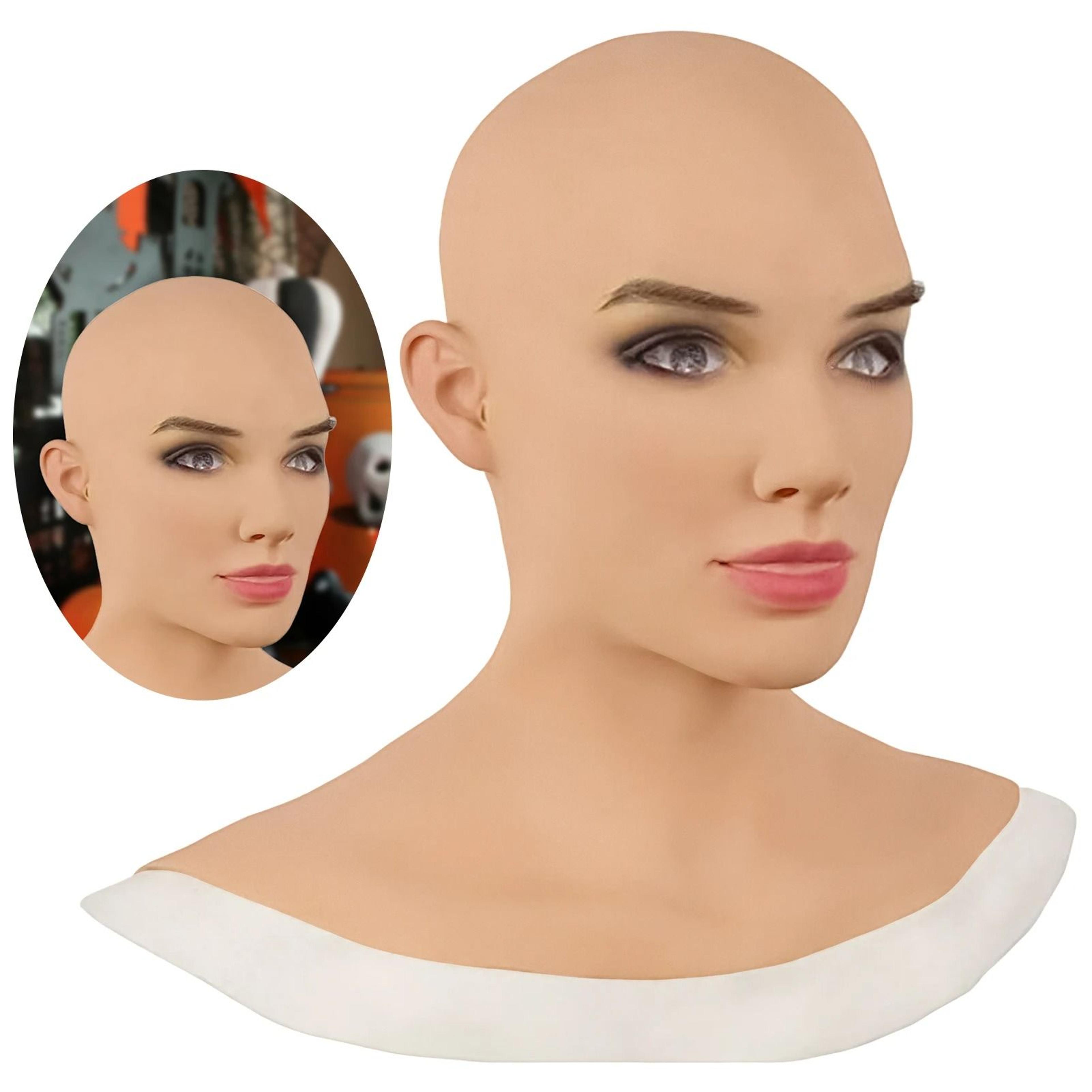 bald beauty latex halloween mask full head funny face costume