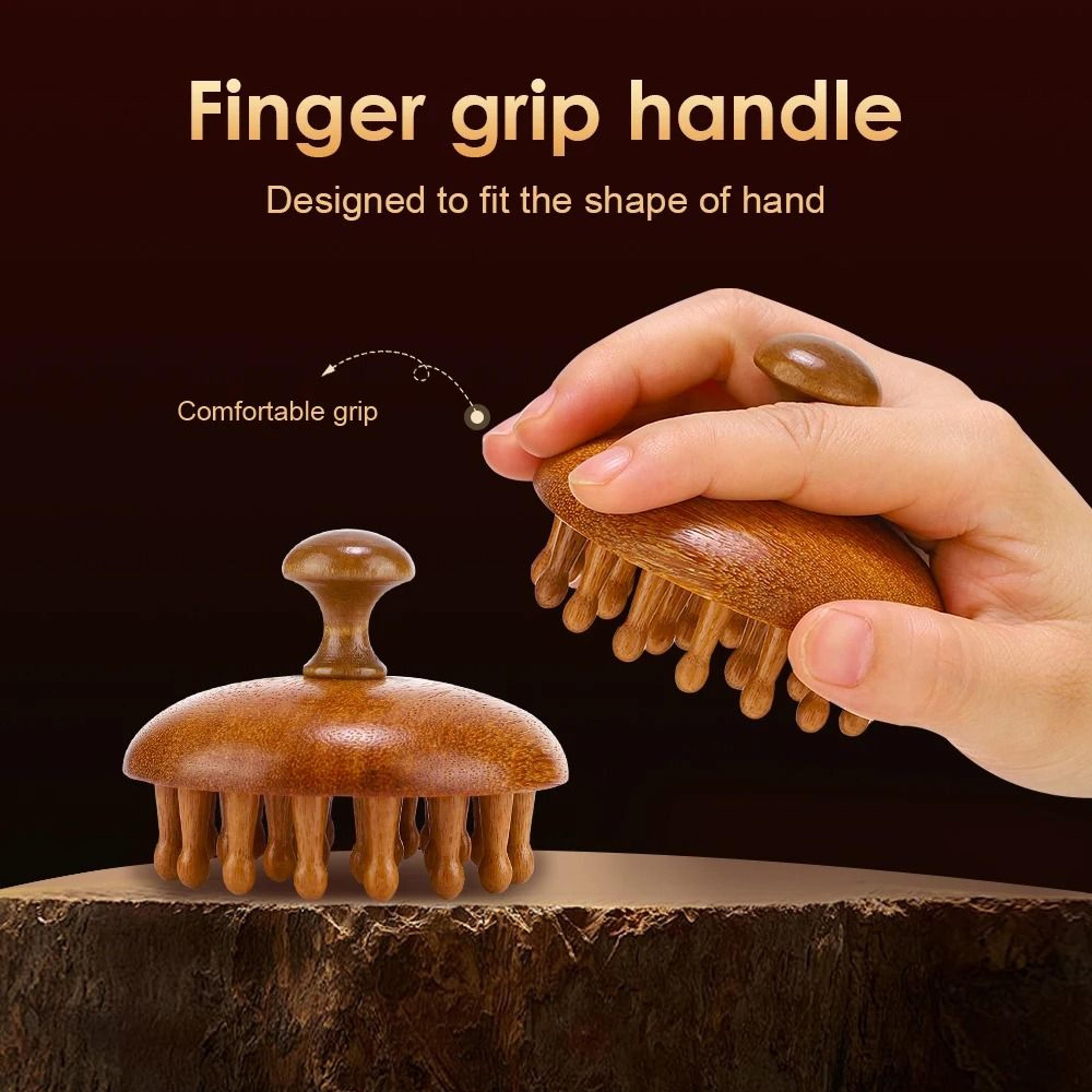 natural sandalwood scalp massage comb and gua sha tool
