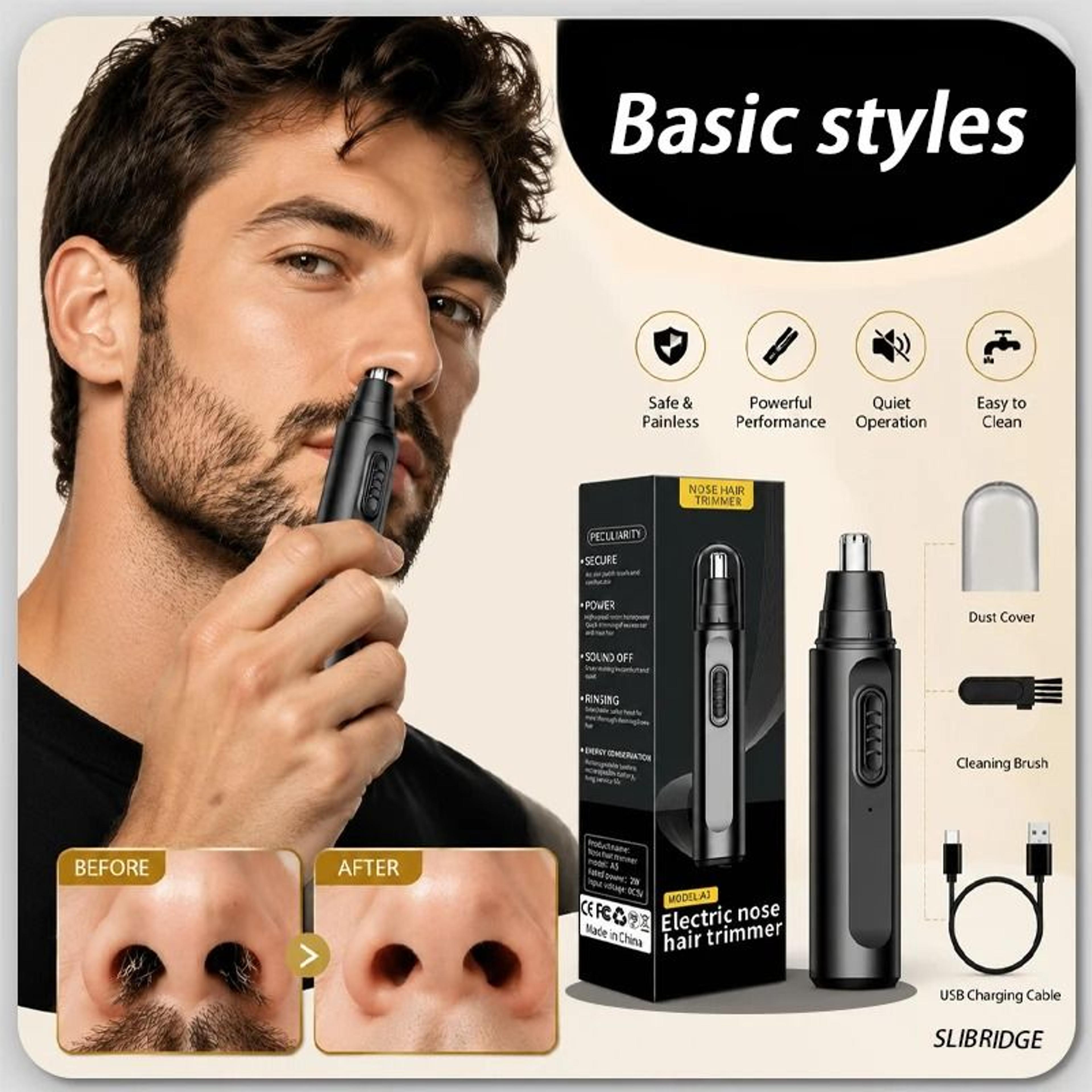 usb-c rechargeable stainless steel nose and ear hair trimmer