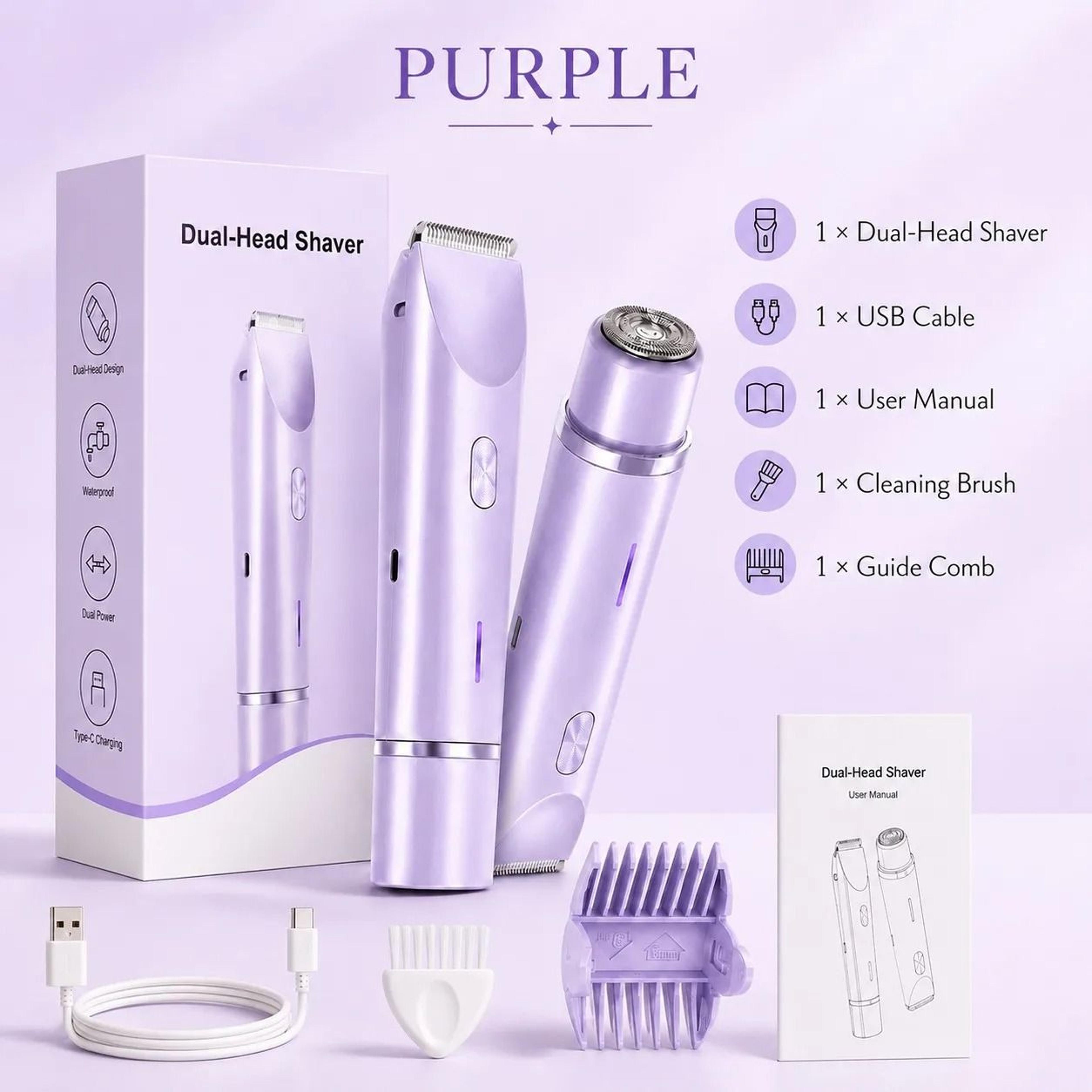 2-in-1 rechargeable bikini trimmer and body shaver for women