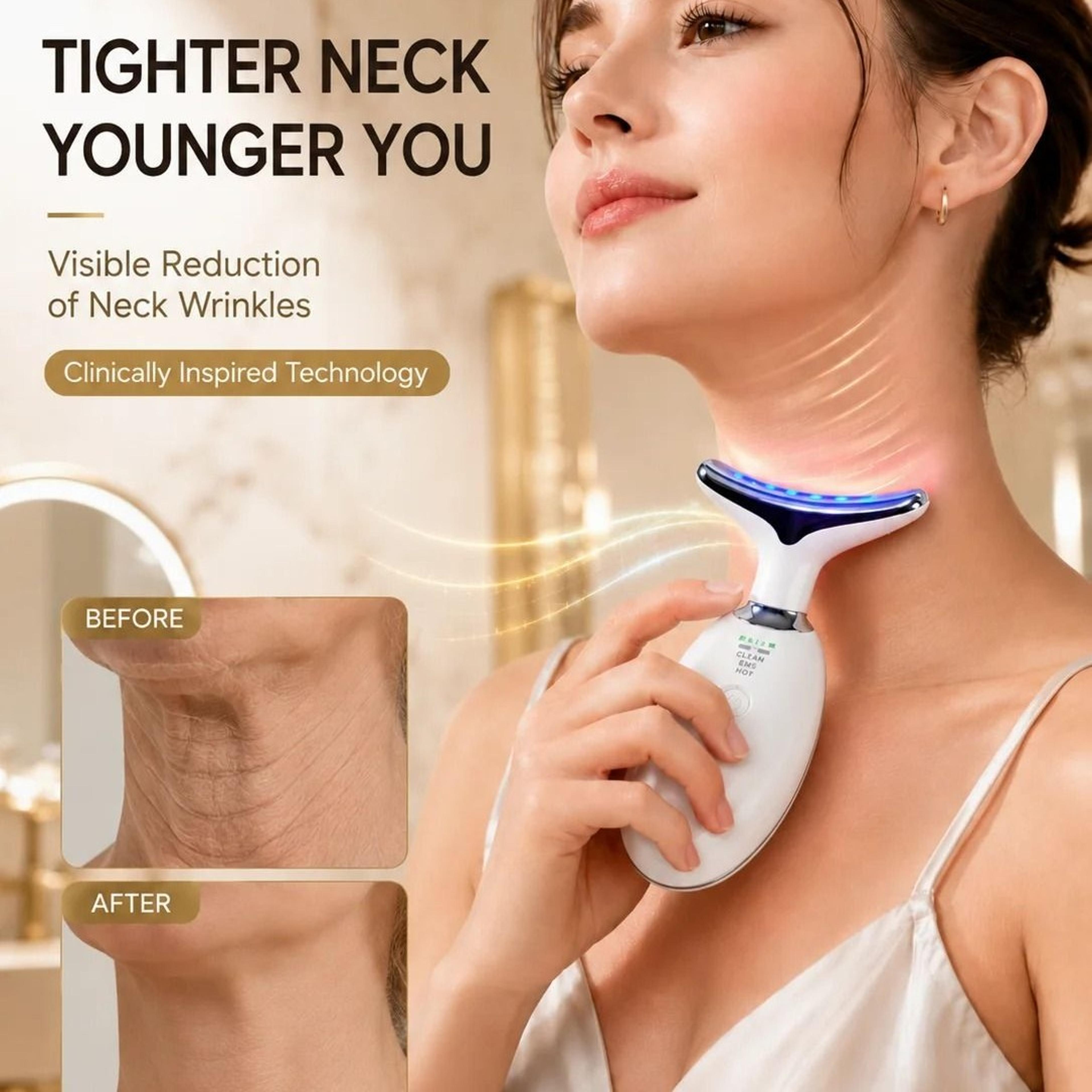 rechargeable face and neck beauty massager with heat and ems