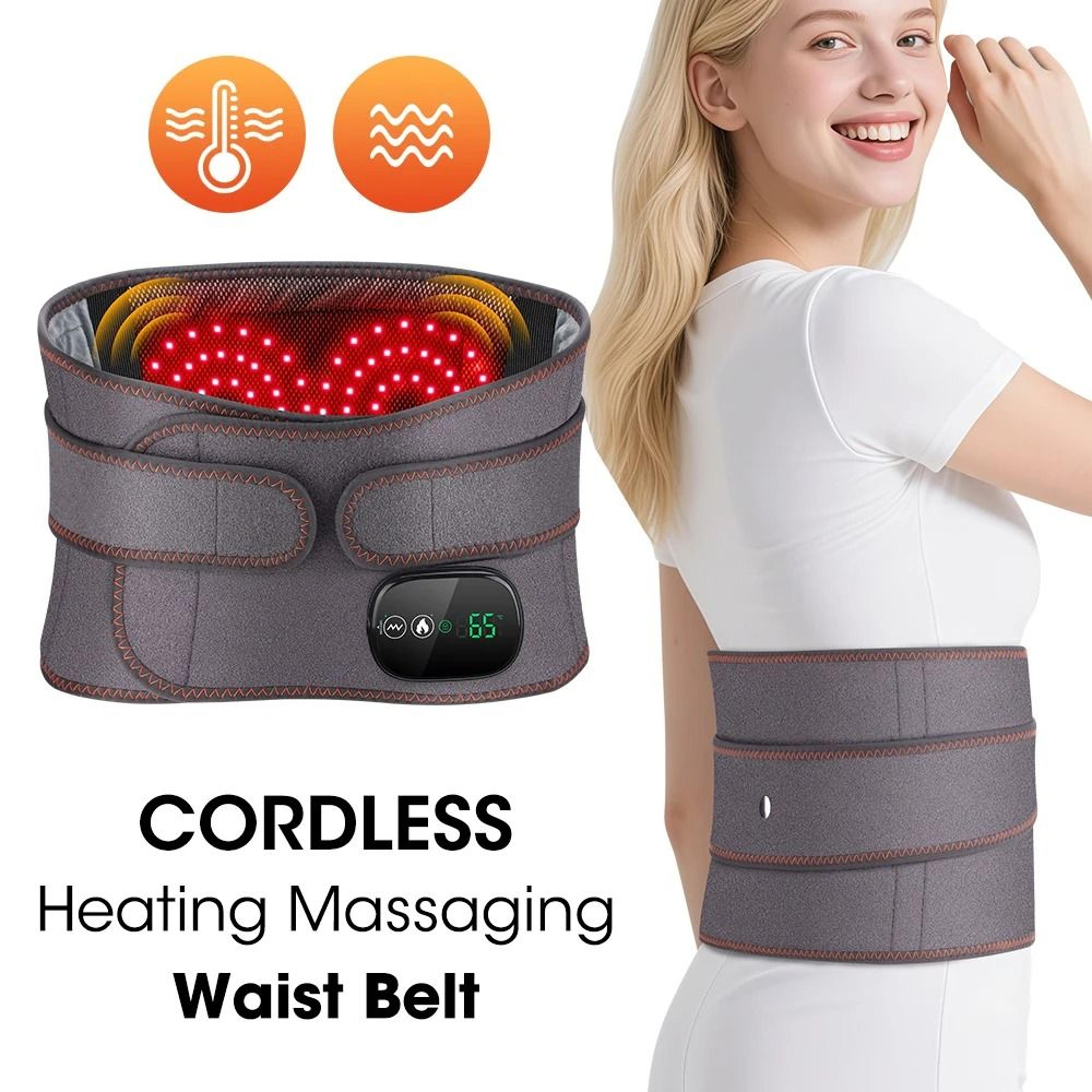 rechargeable heated lumbar massage belt with dual red light