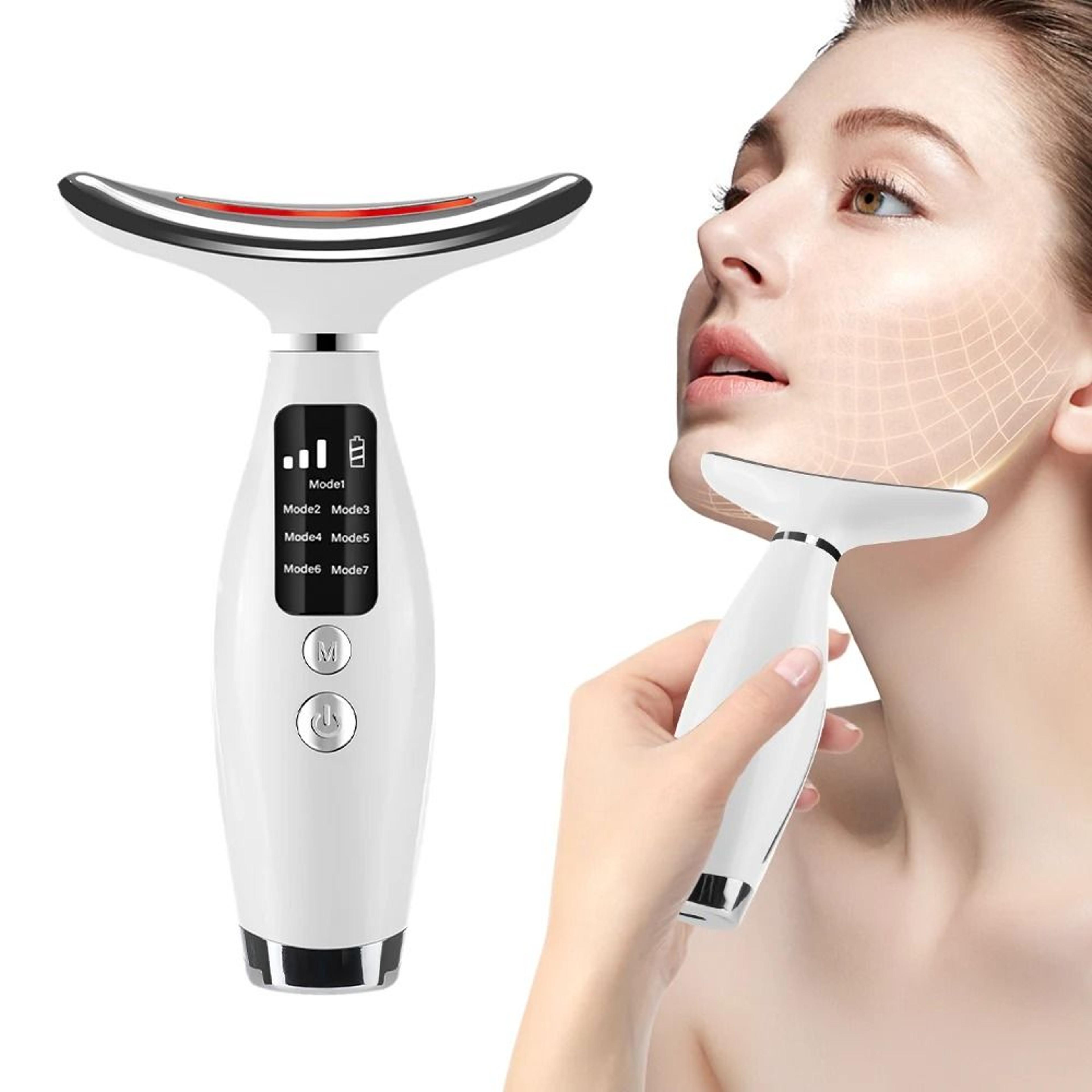 7-color led face and neck massager with heat and vibration