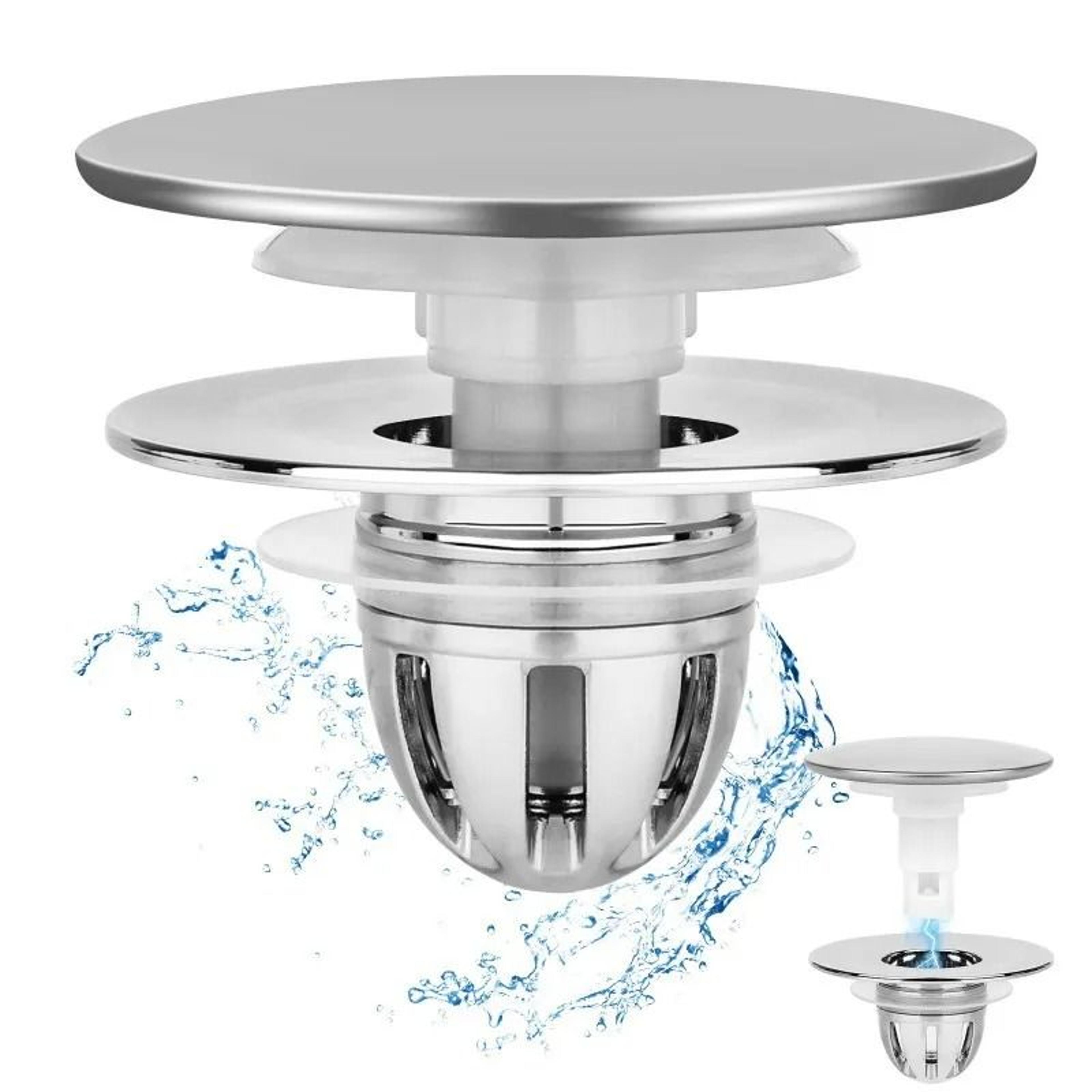 universal pop-up sink stopper with hair catcher