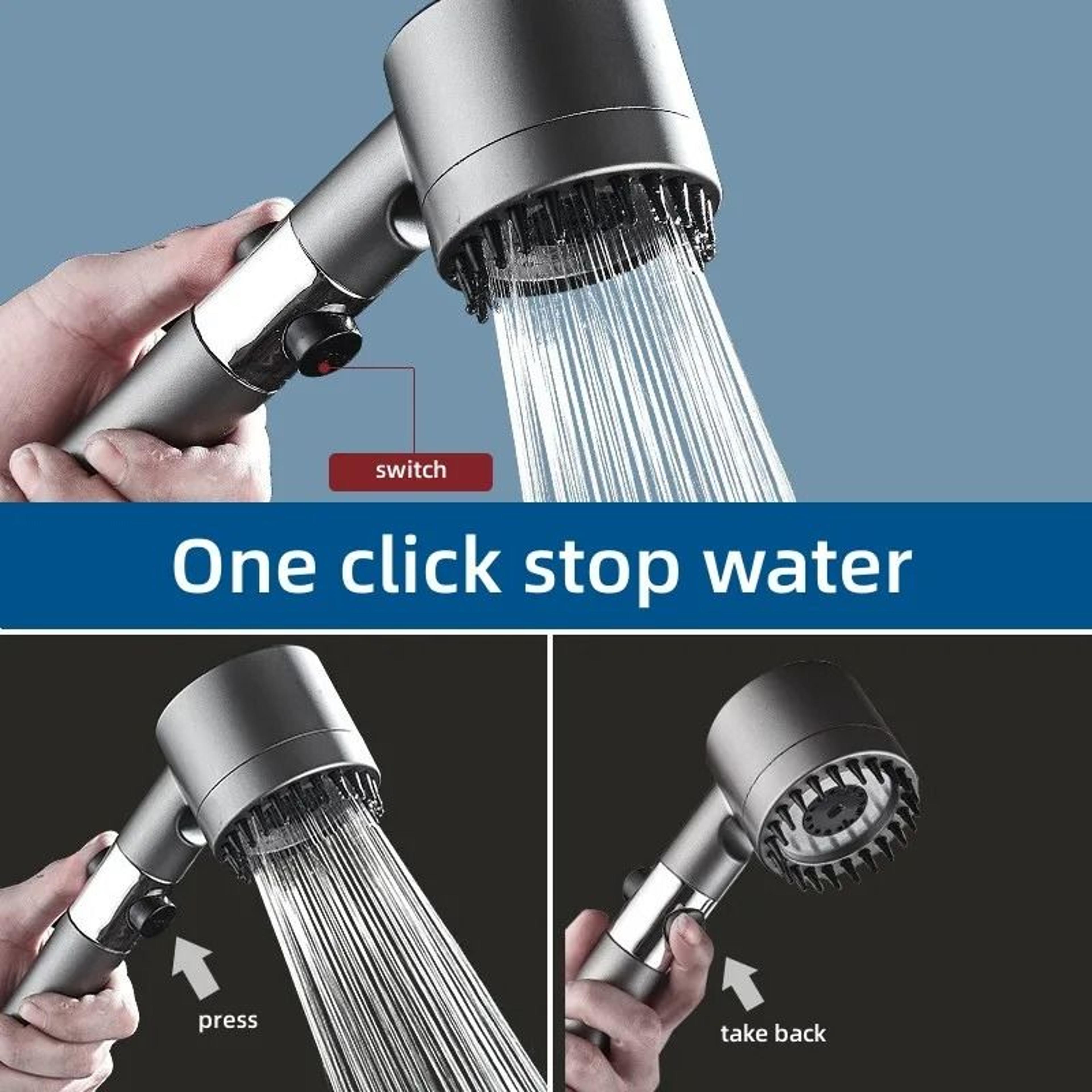 3-mode high-pressure filtered shower head with massage brush