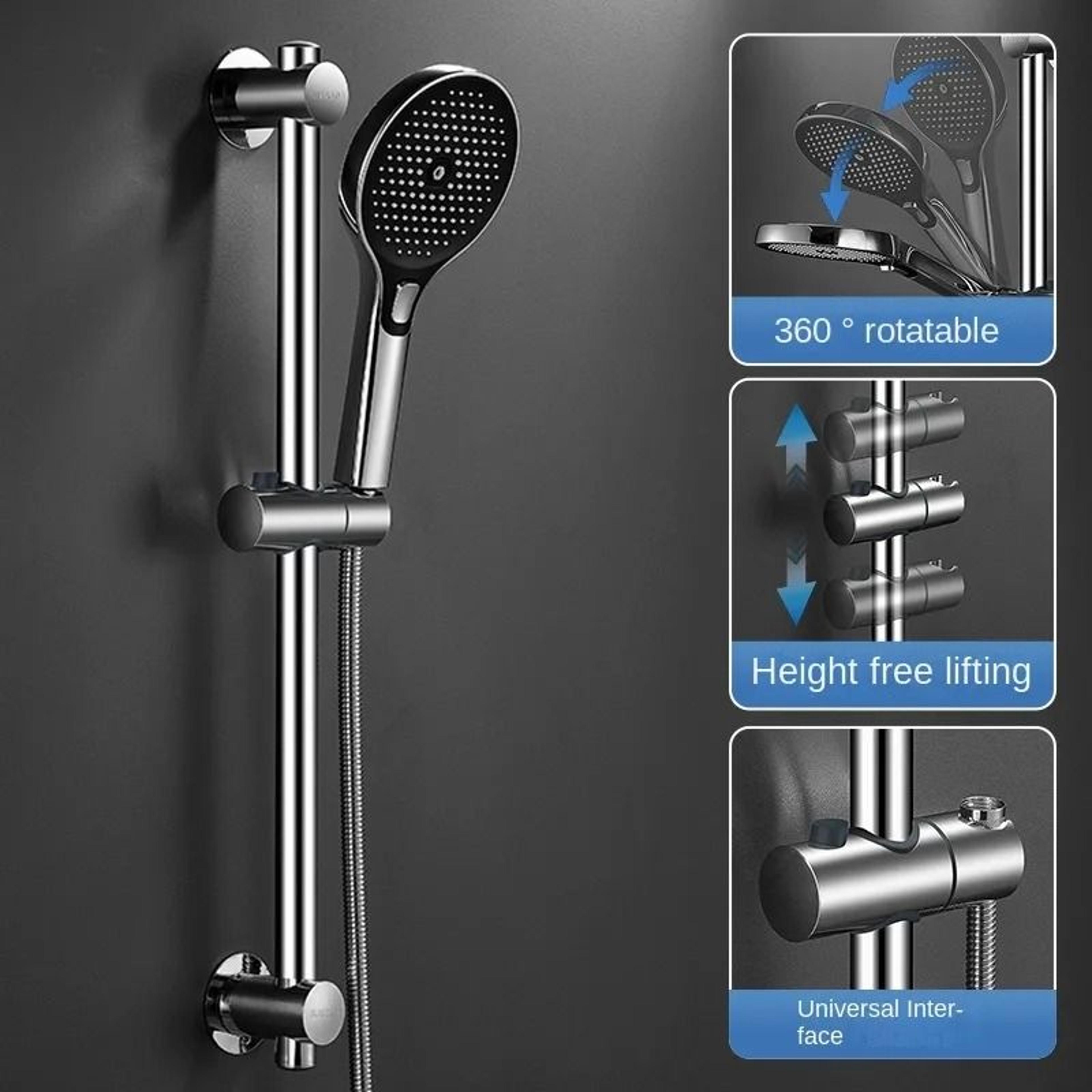 adjustable wall-mounted shower slide bar with handheld shower holder
