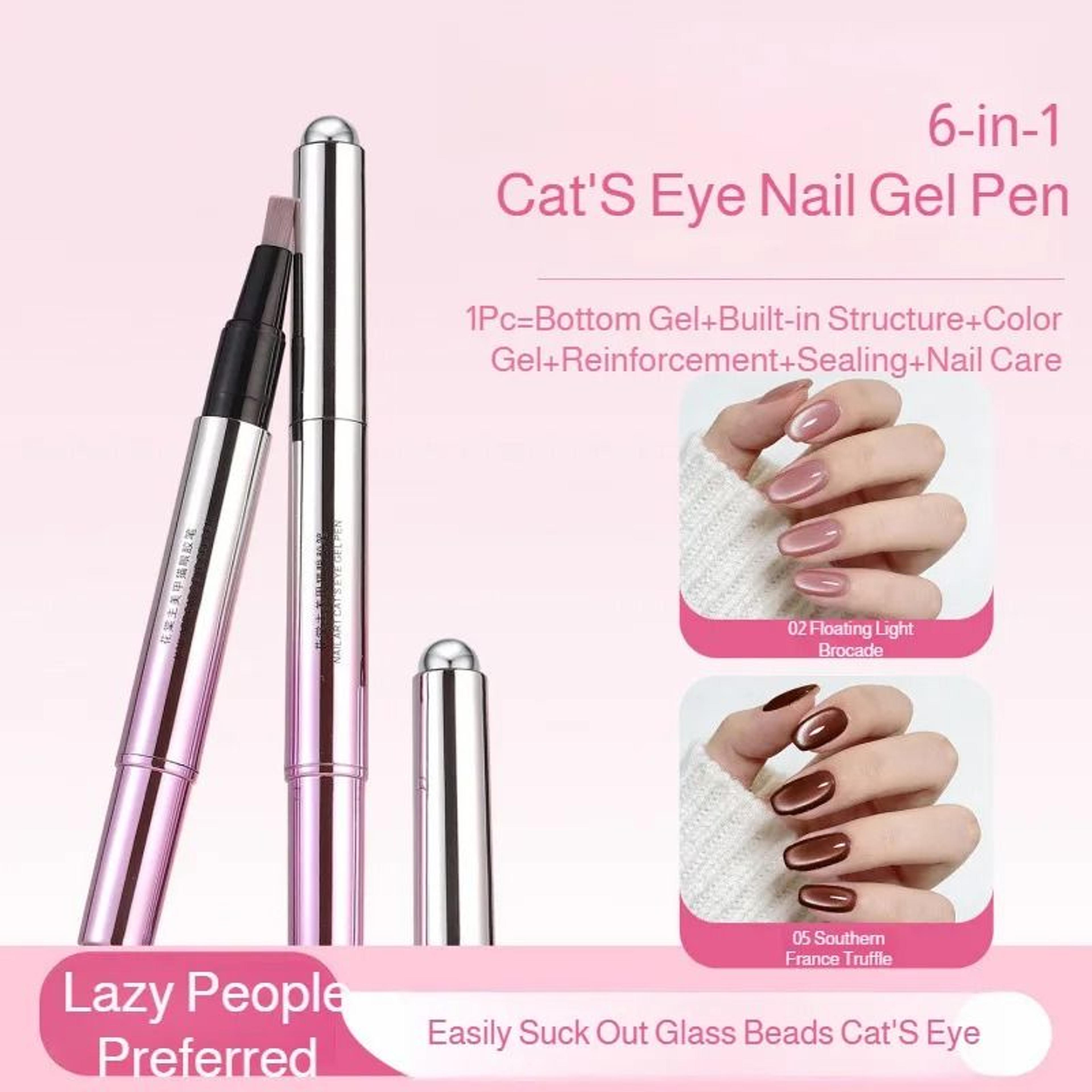 6-in-1 cat eye magnetic nail art pen for gel polish designs