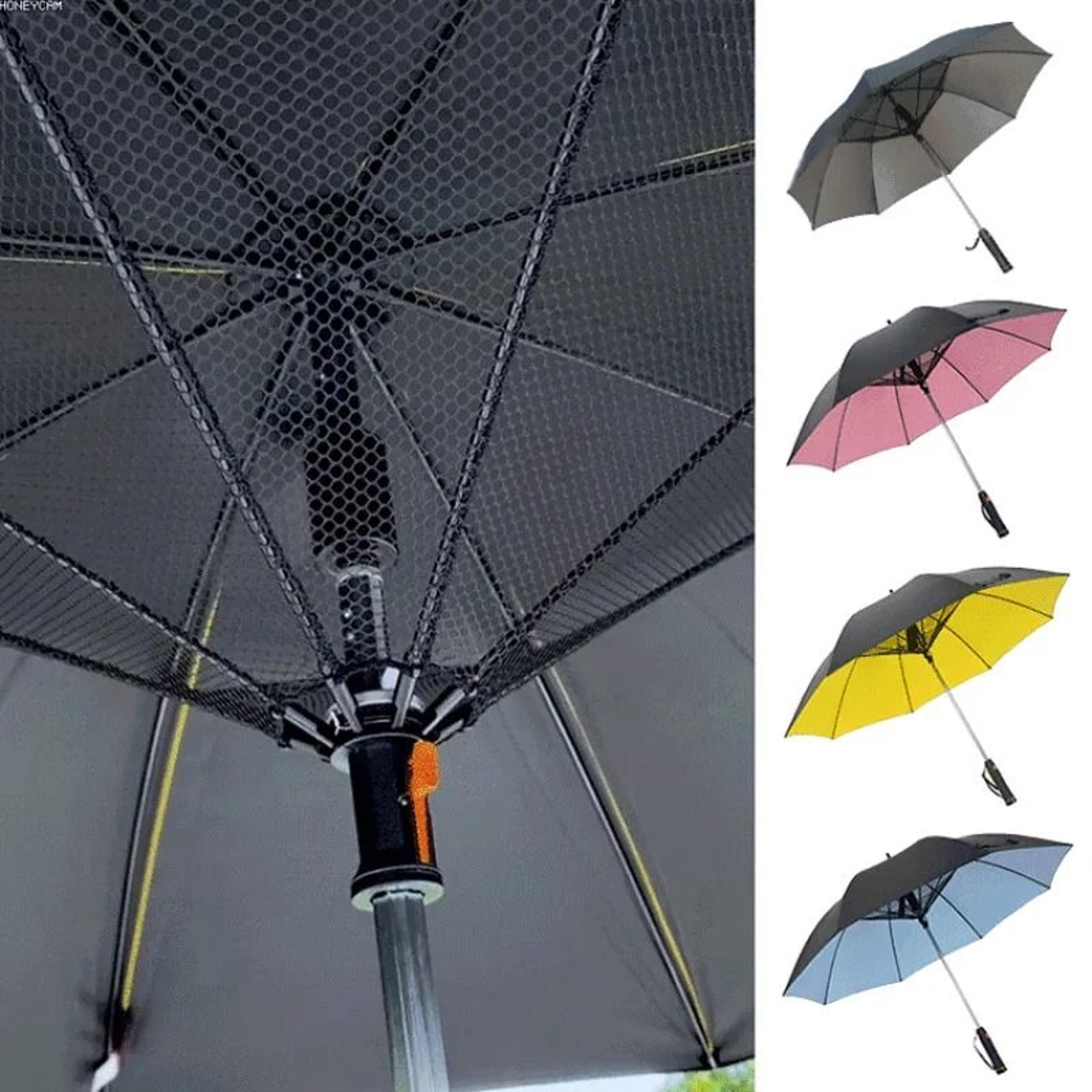 portable uv protection cooling umbrella with built-in fan