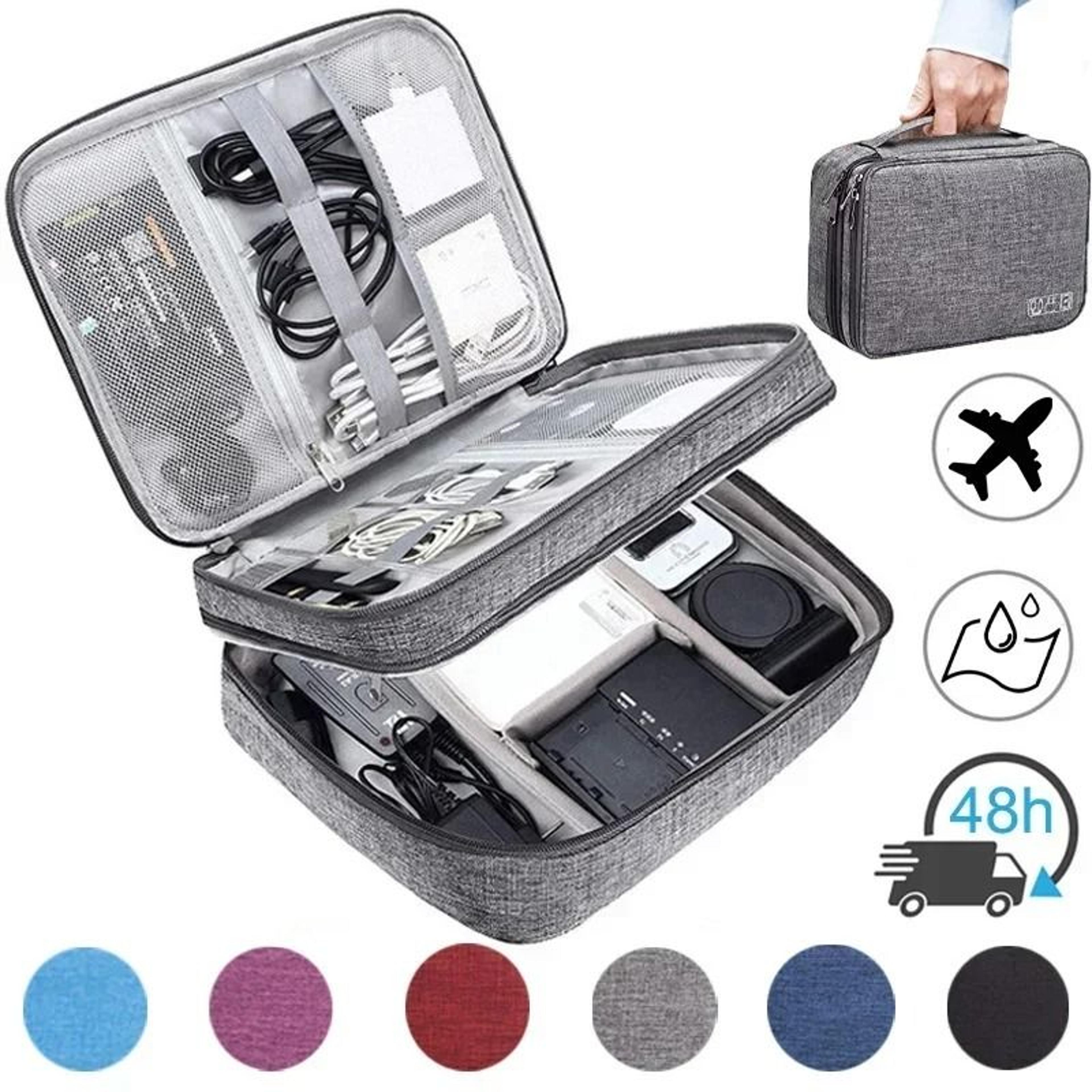 large capacity travel tech organizer bag for cables and accessories