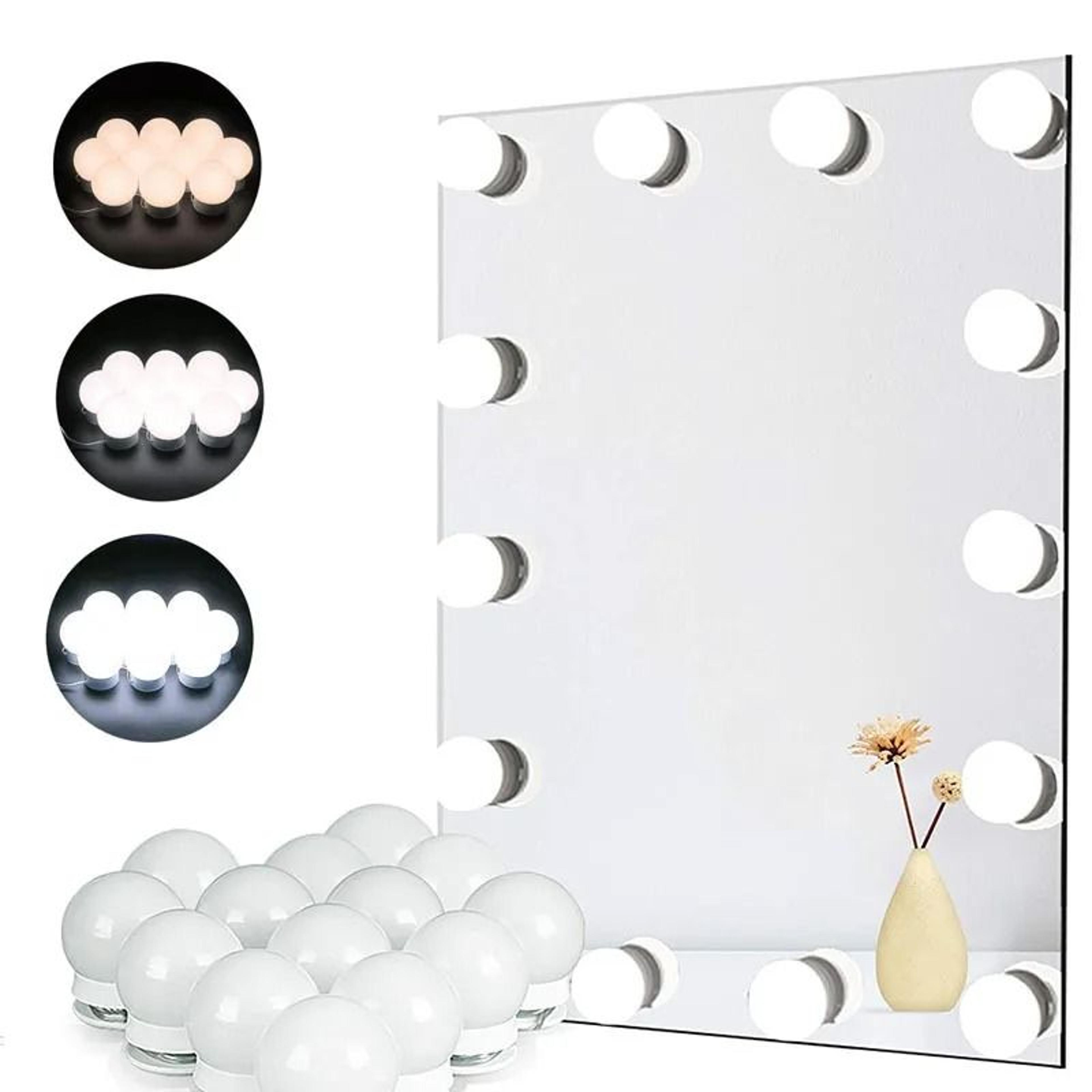 stick-on hollywood vanity mirror lights with 3 color modes