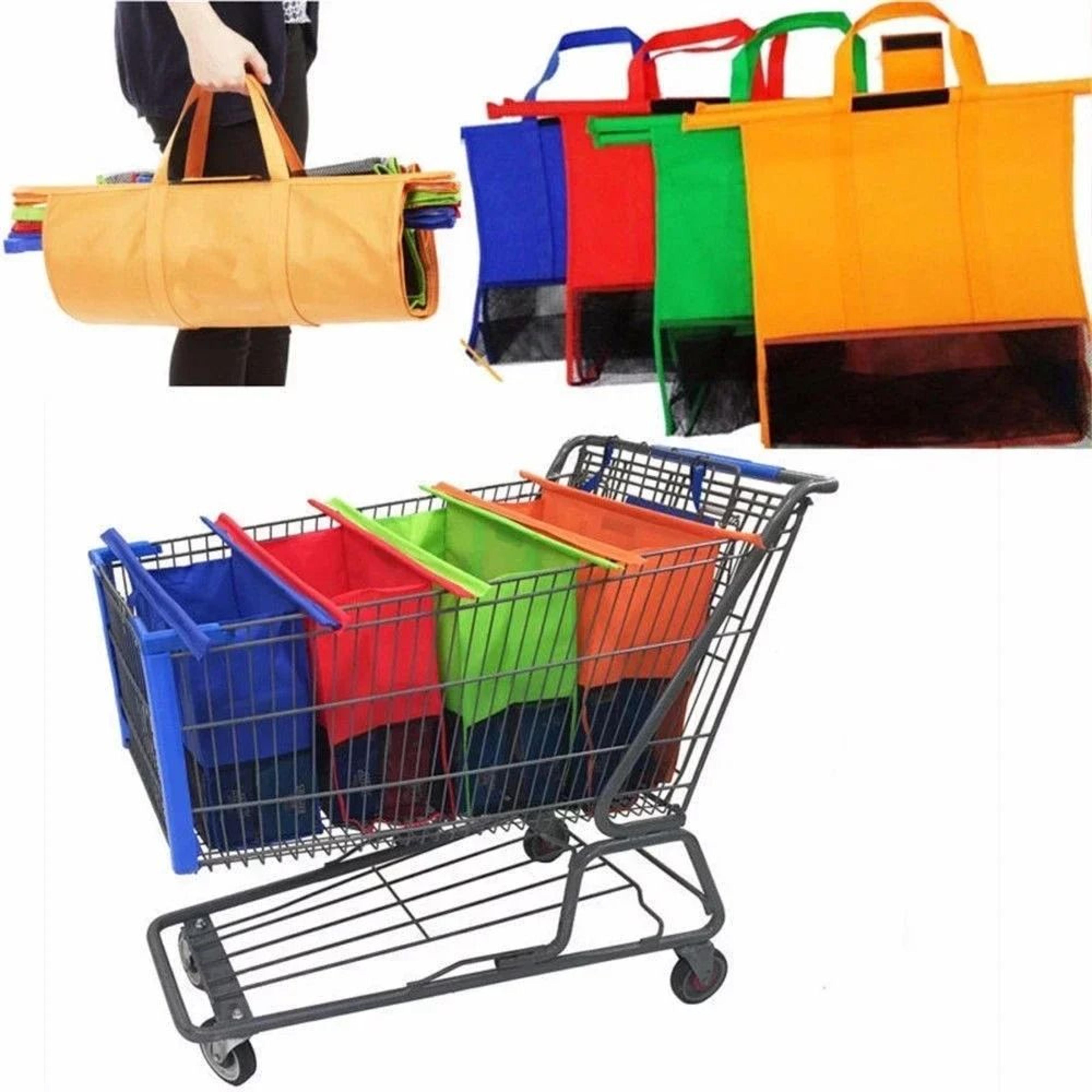 4-piece reusable shopping cart bags for groceries and easy sorting