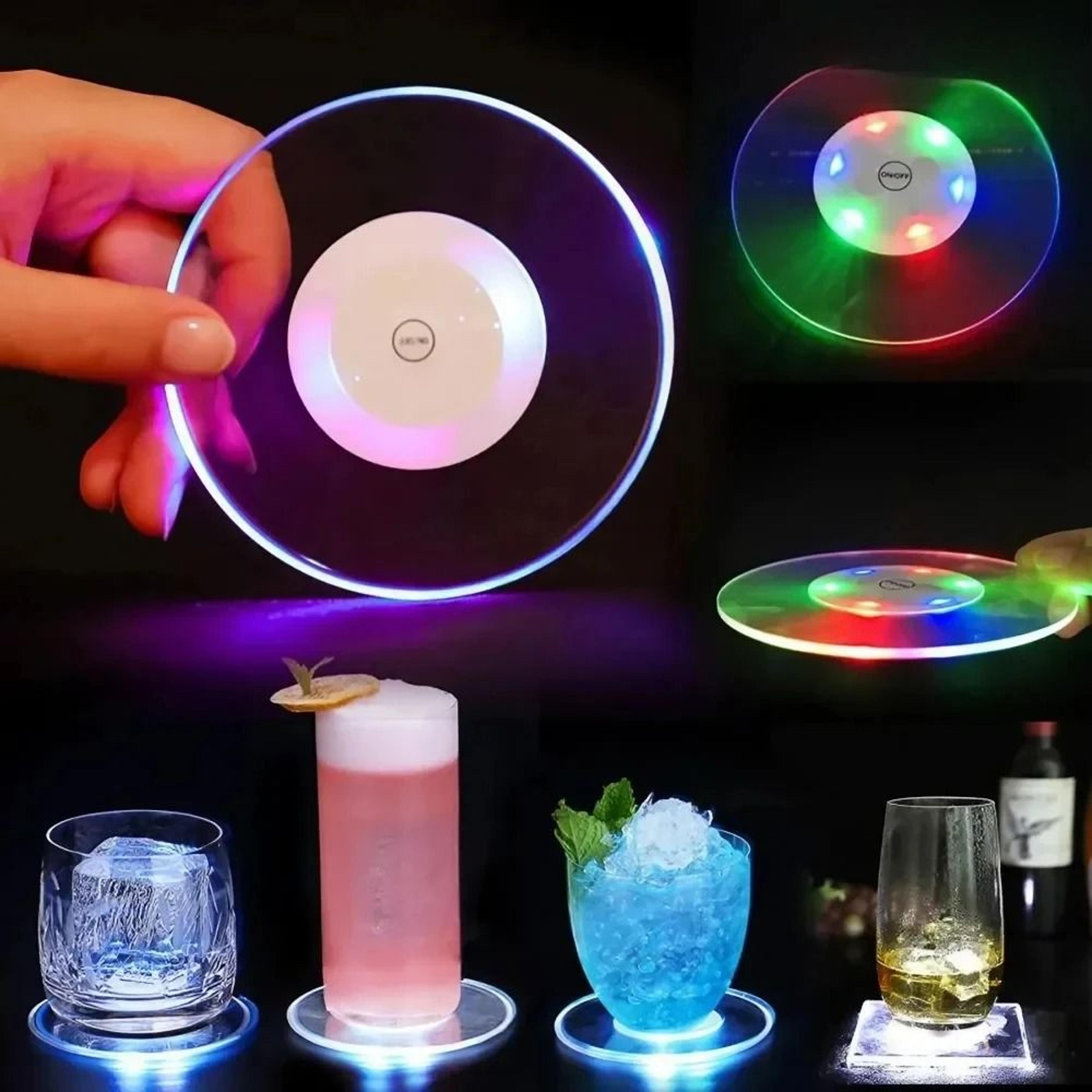 colorful led bottle light sticker and flashing drink coaster