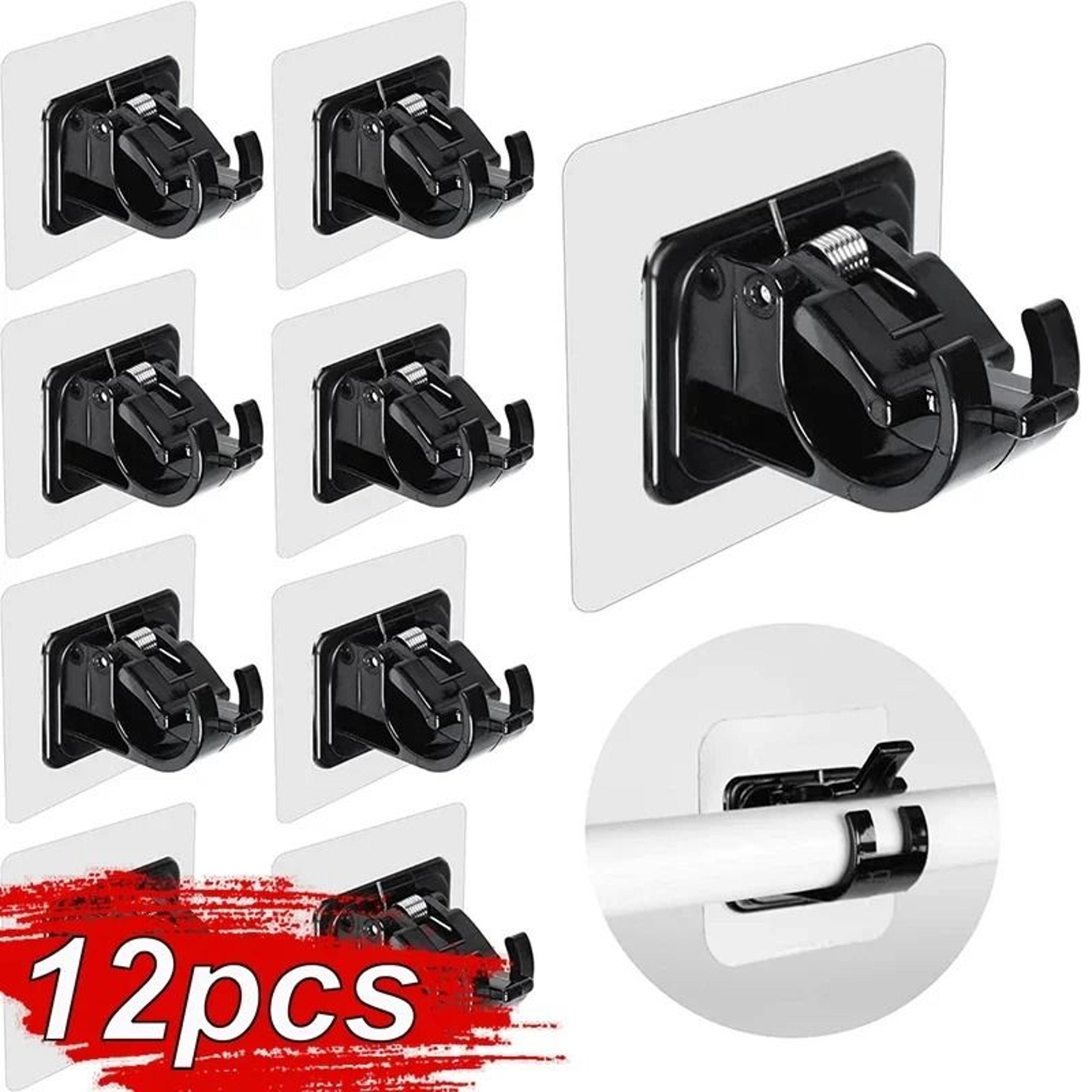 no drill self-adhesive curtain rod brackets with adjustable holder clips