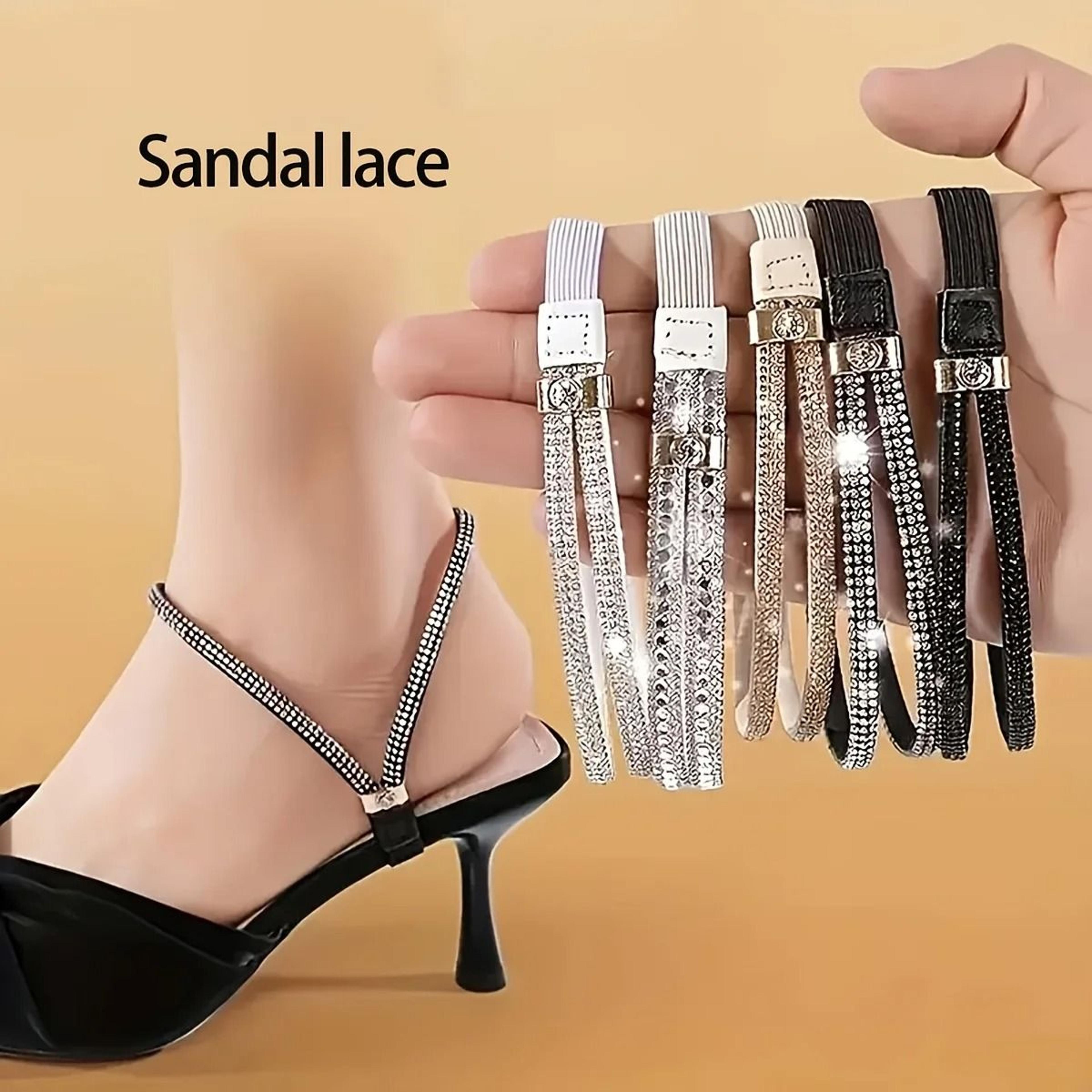 2pcs rhinestone elastic heel straps for secure high heel fit