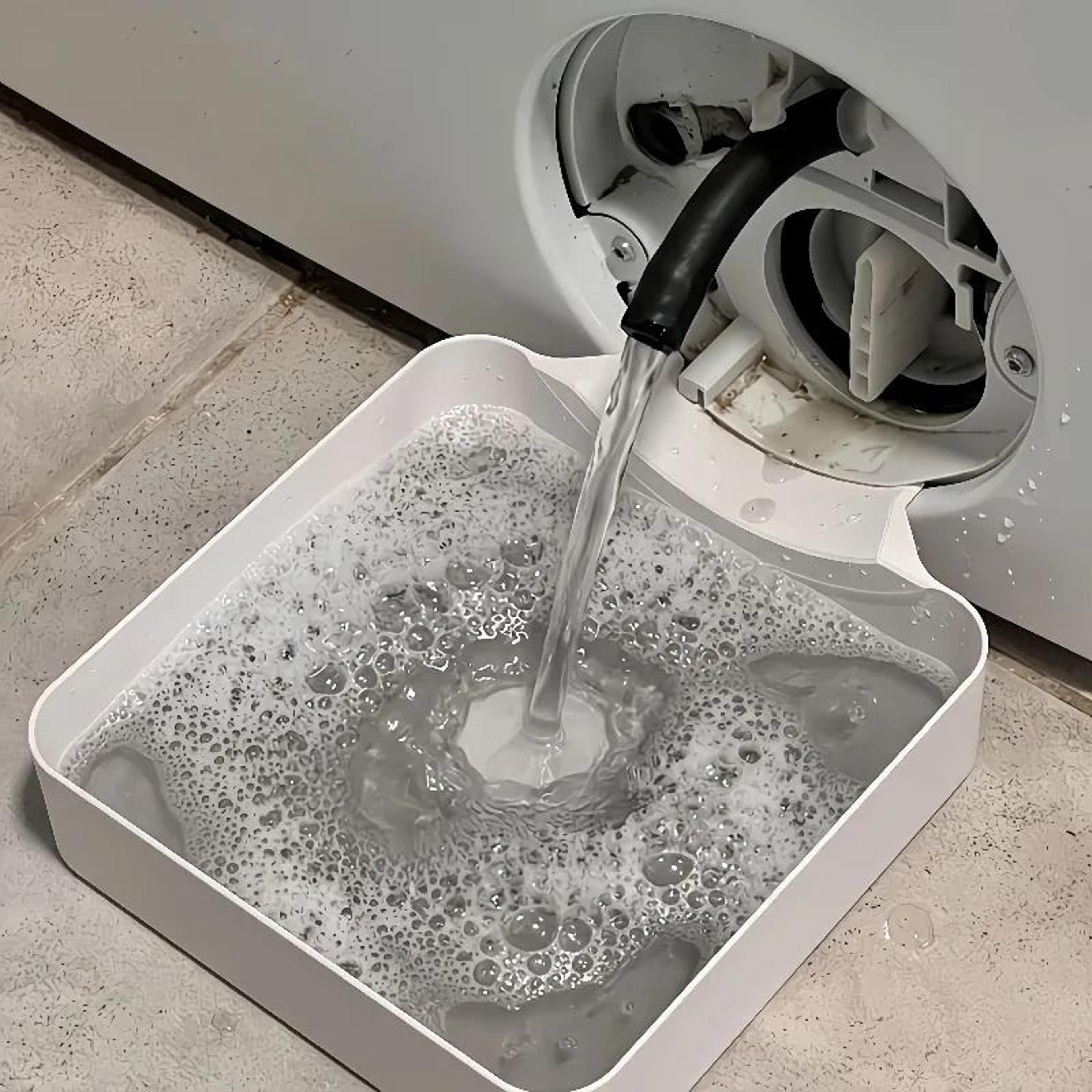 washing machine drain tray with lint and water collection filter