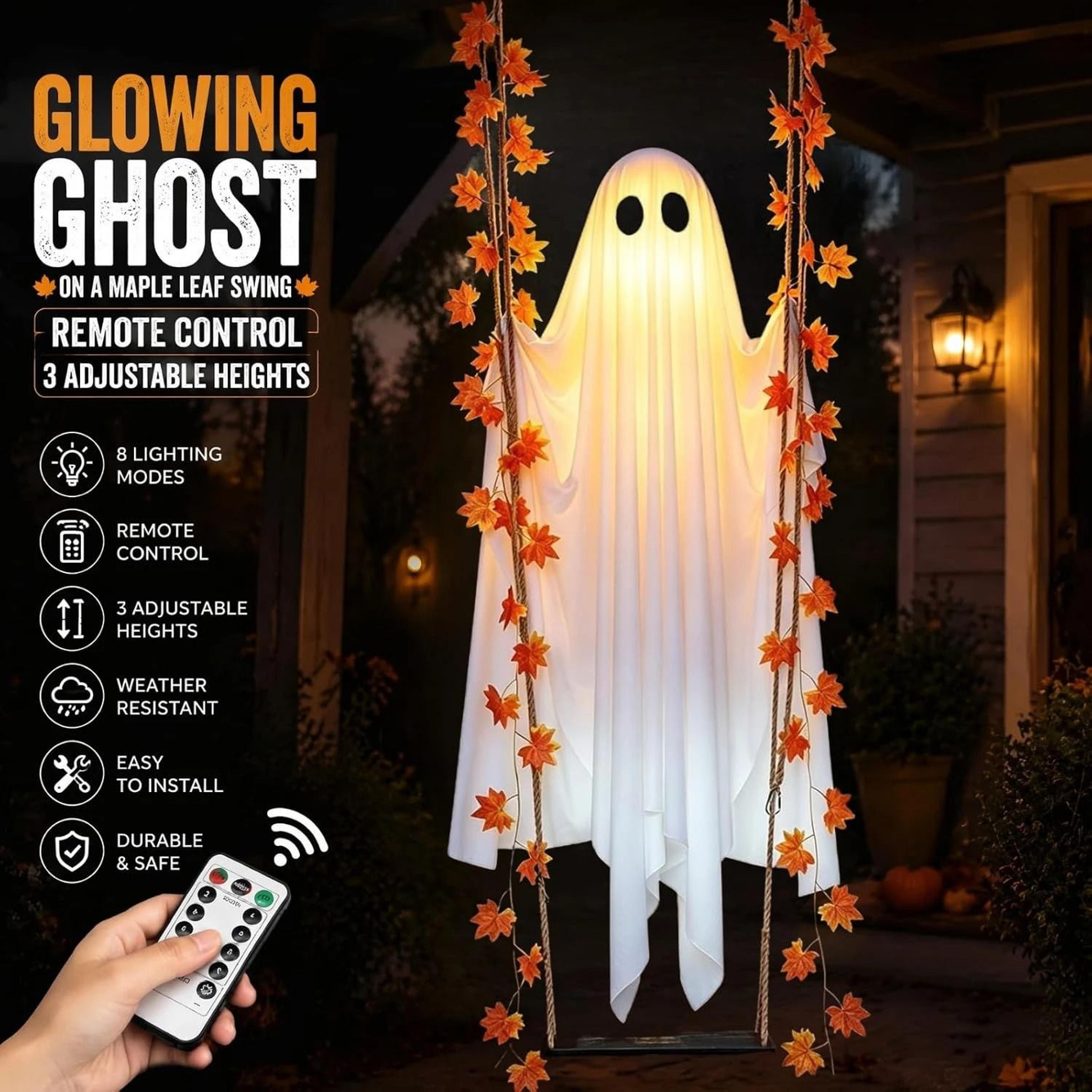 led hanging swing ghost with remote control for halloween yard decor
