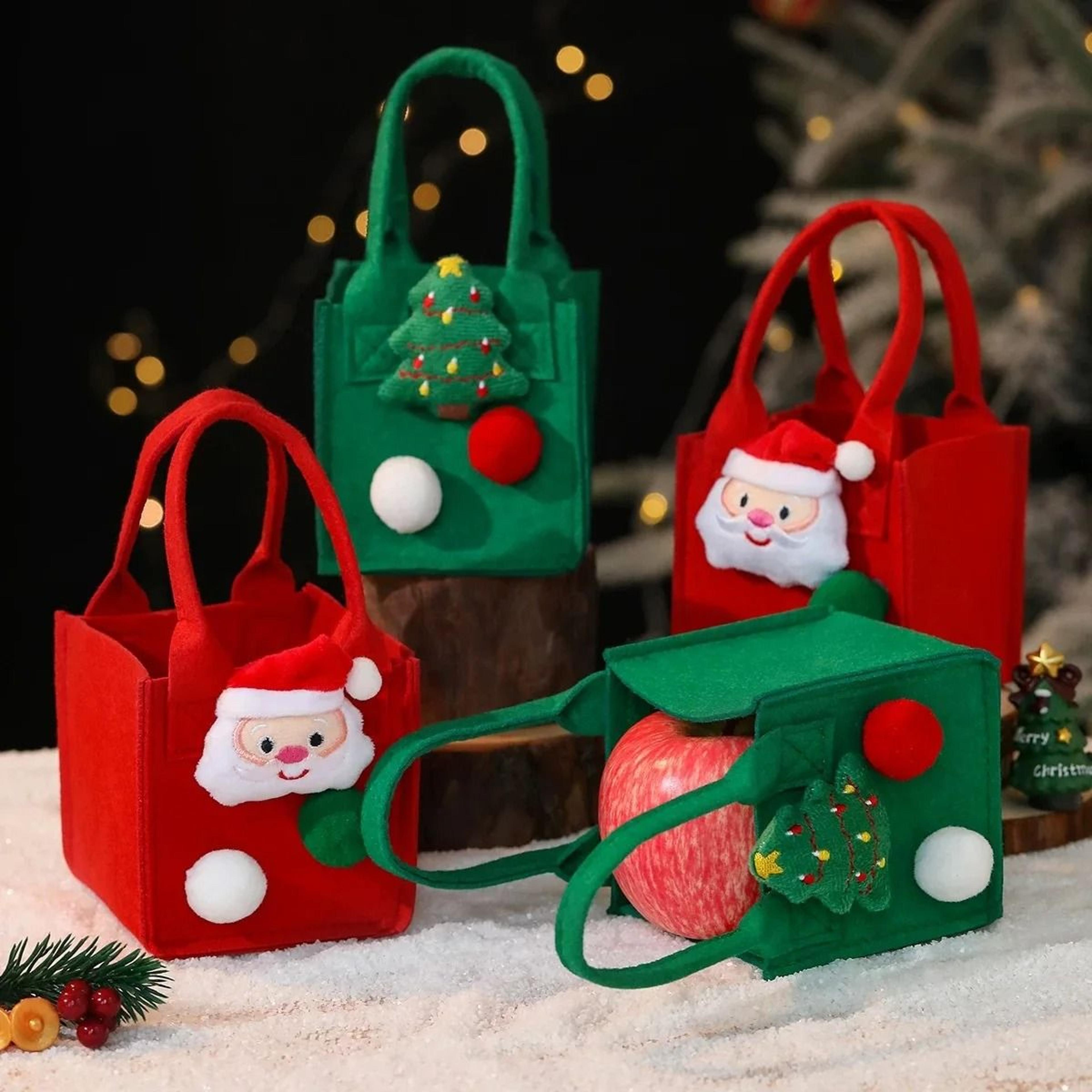 felt christmas gift bag with tree design for candy and presents