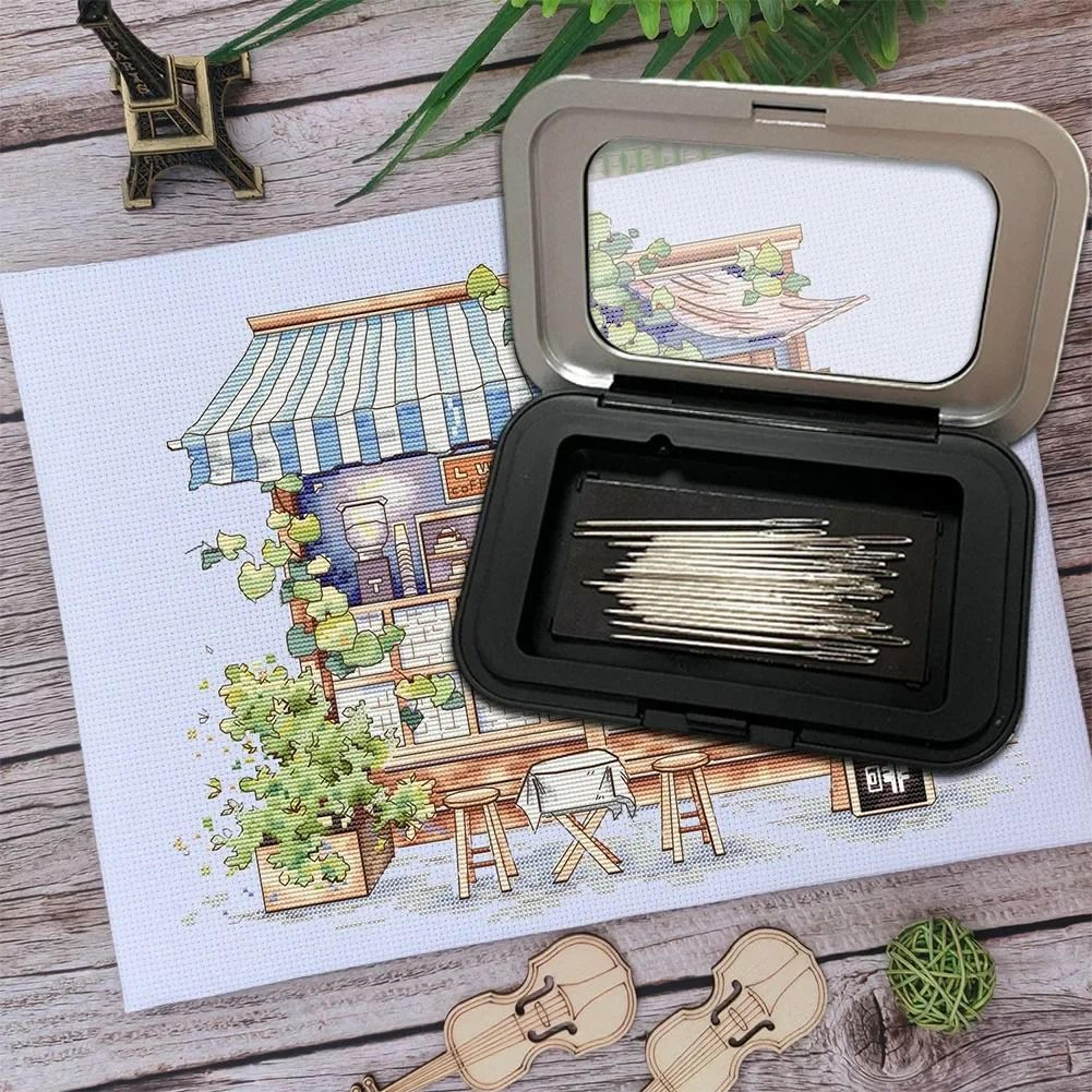 portable magnetic needle case rectangle sewing and embroidery needle storage box