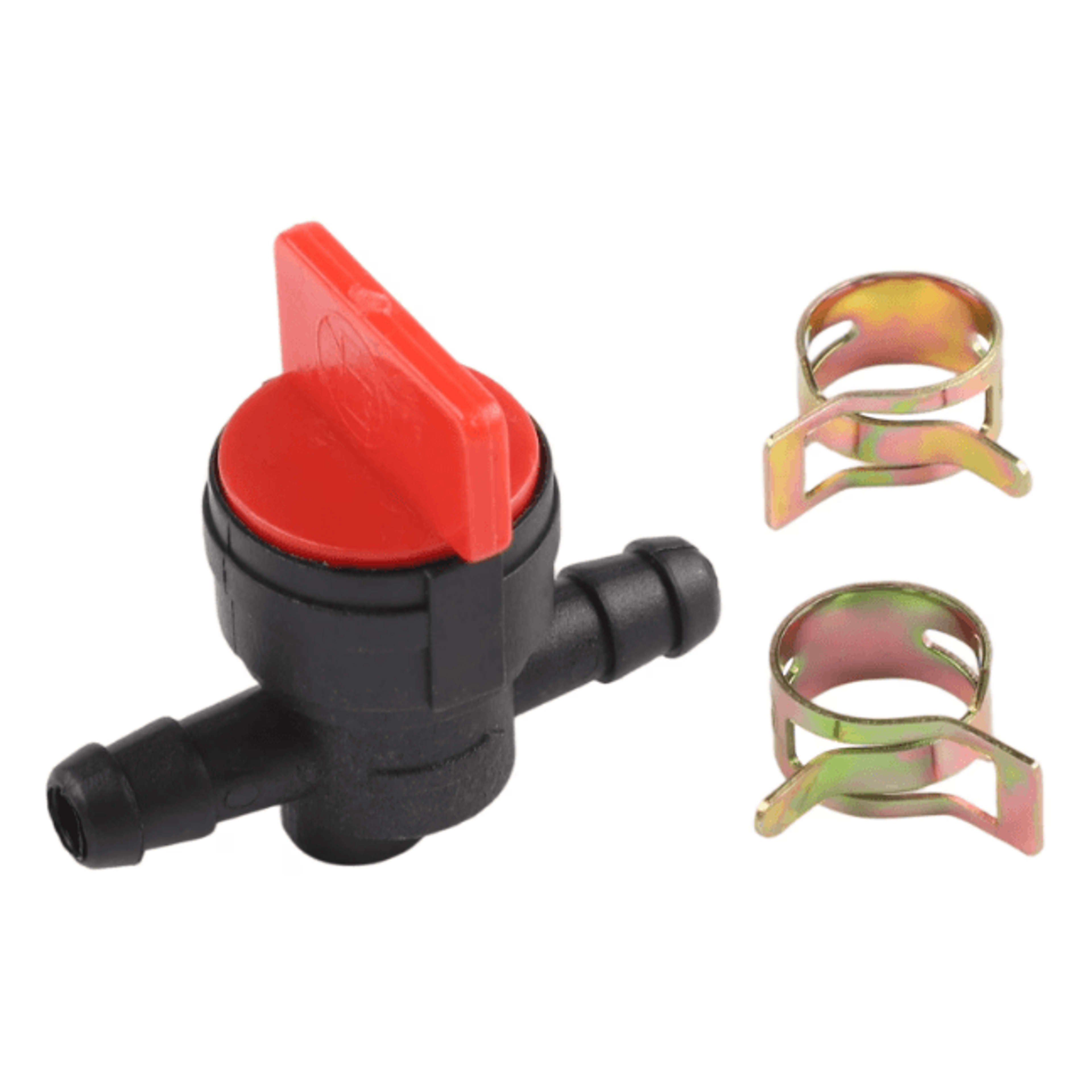 6–8mm inline fuel shut-off valve petrol diesel tap with 2 hose clamps