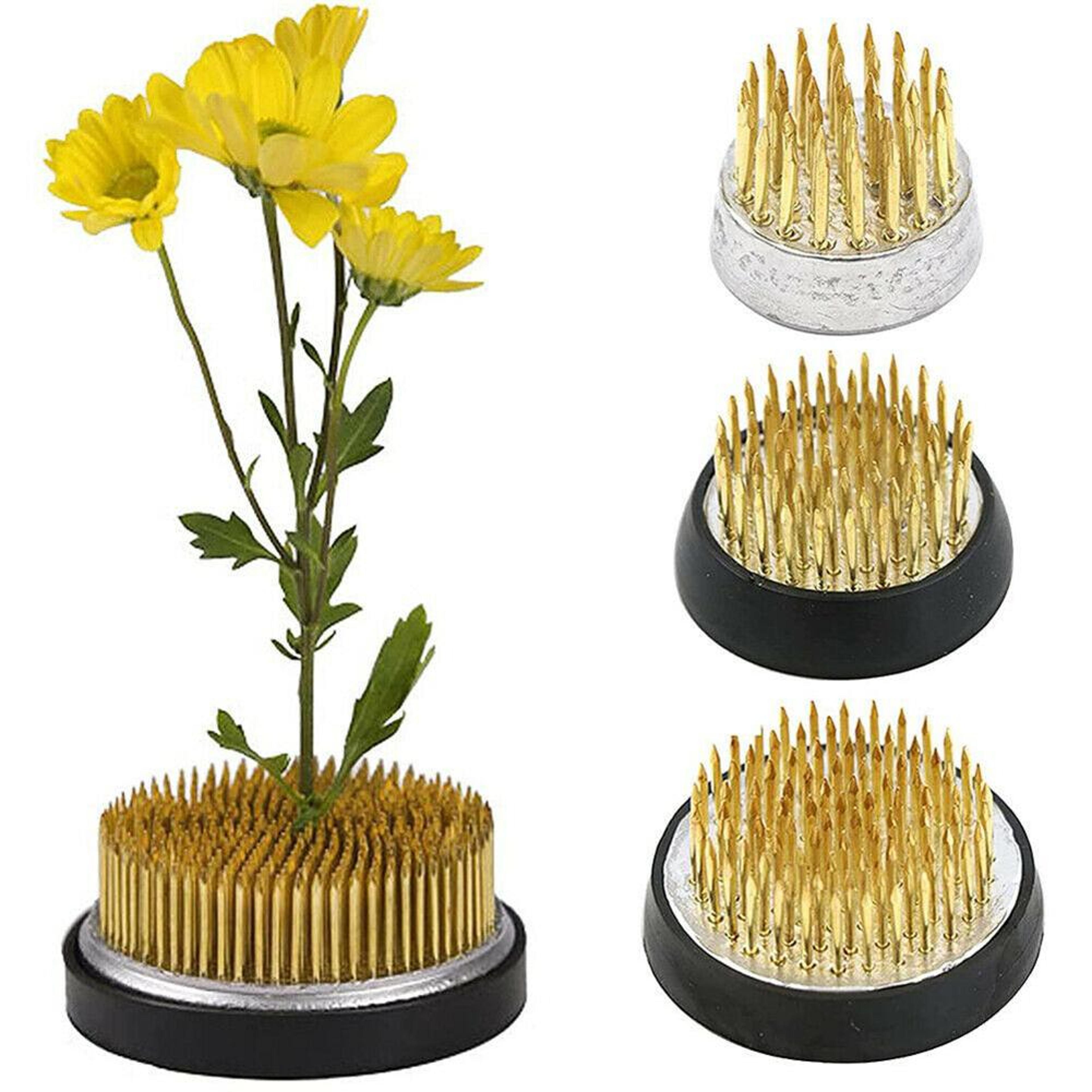 round ikebana kenzan flower frog spiky floral arrangement holder with rubber base