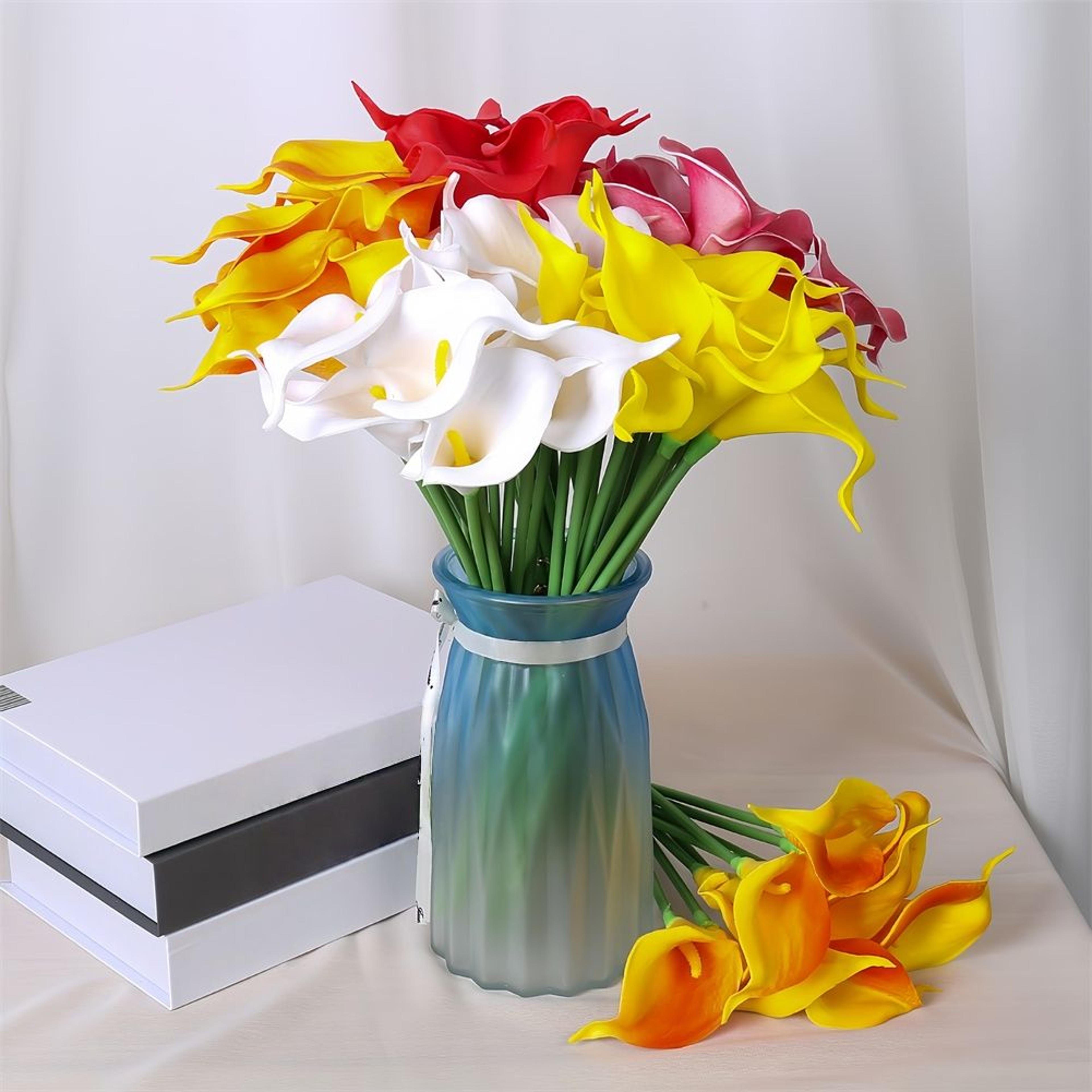 10-piece artificial calla lily flowers pu faux bouquet for weddings and vase decor