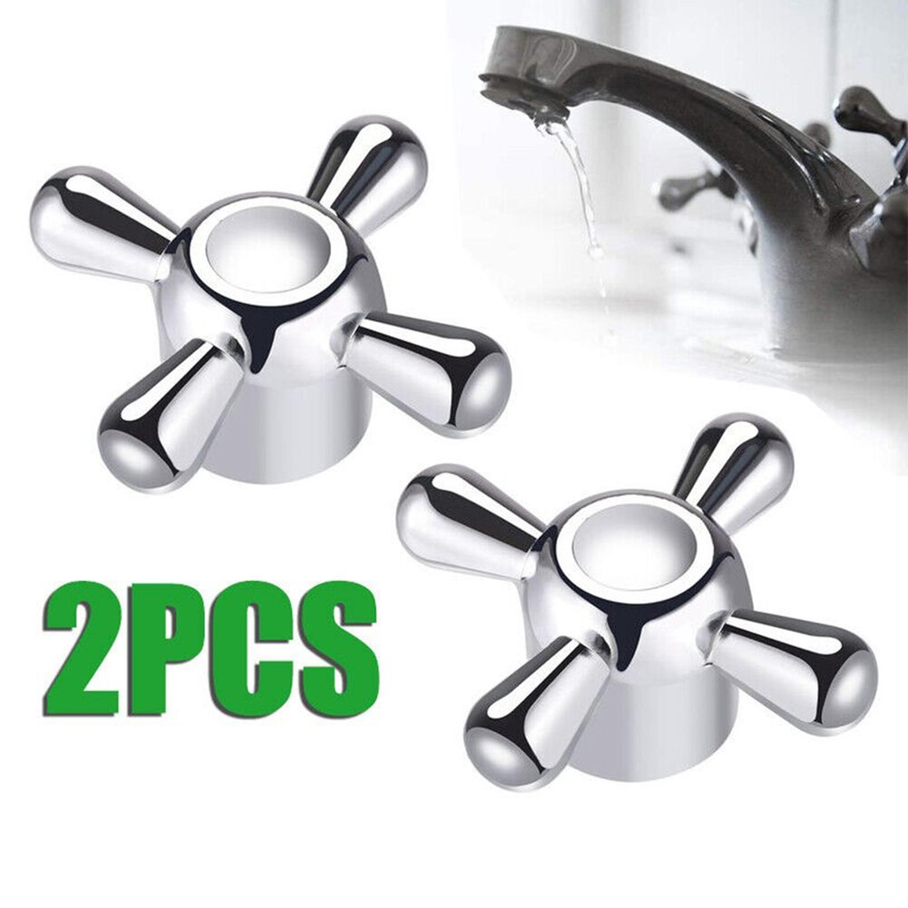 2-piece cross faucet handle set alloy replacement tap knobs with mounting screws