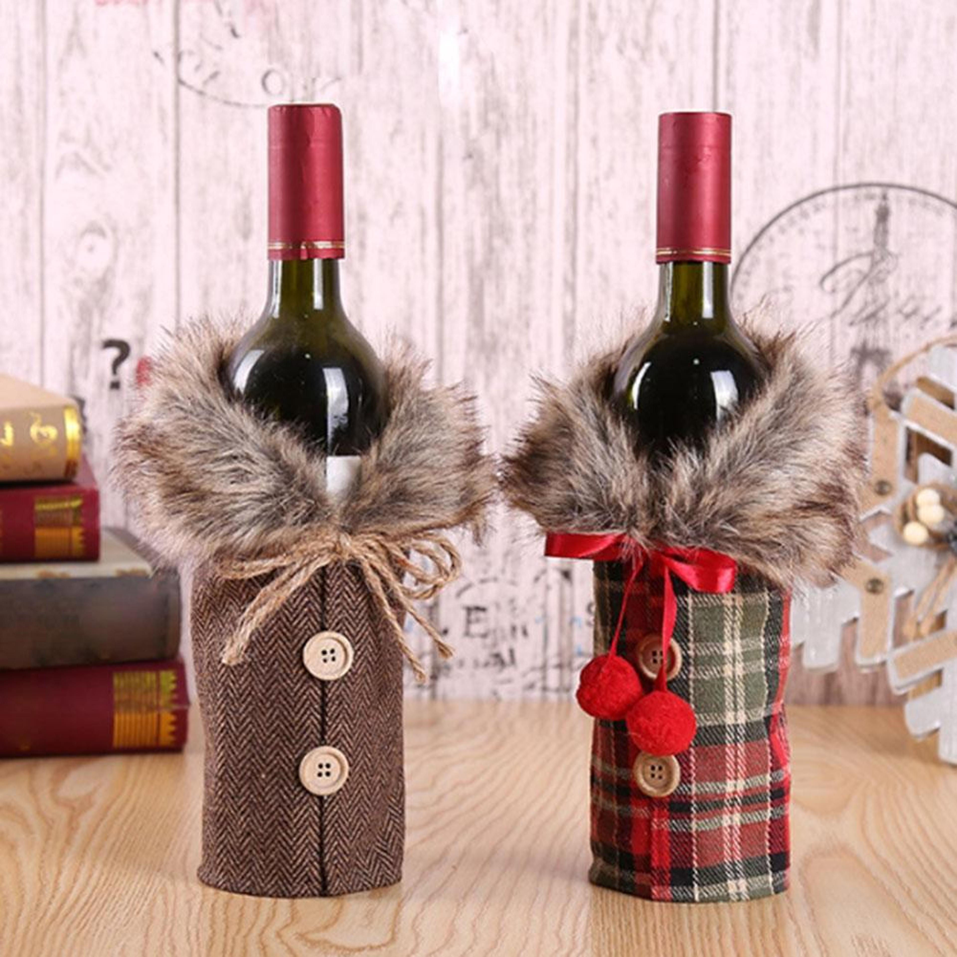 2-piece christmas wine bottle covers reusable santa wine gift bags