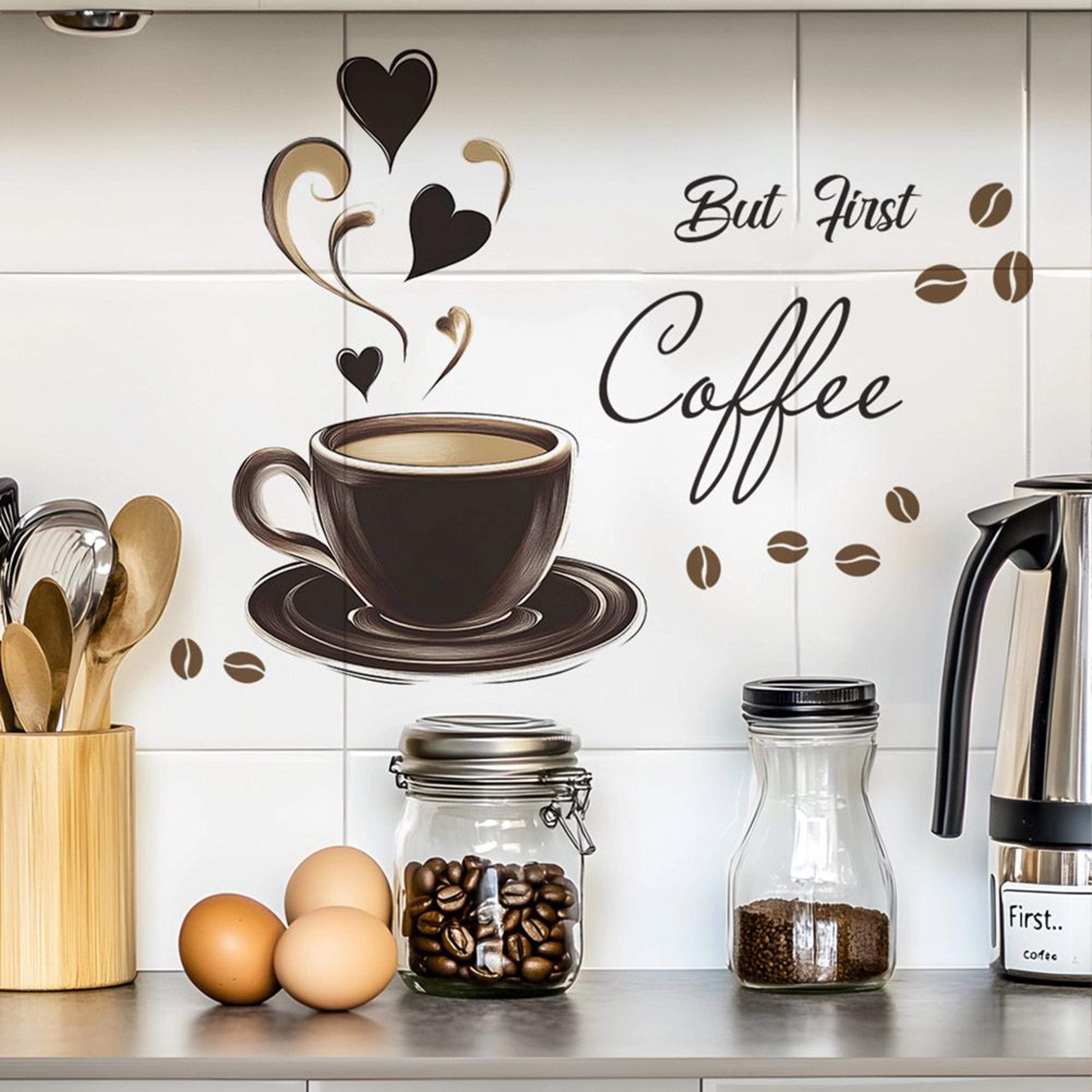 30x20cm coffee cup wall sticker brown cafe kitchen wall decor