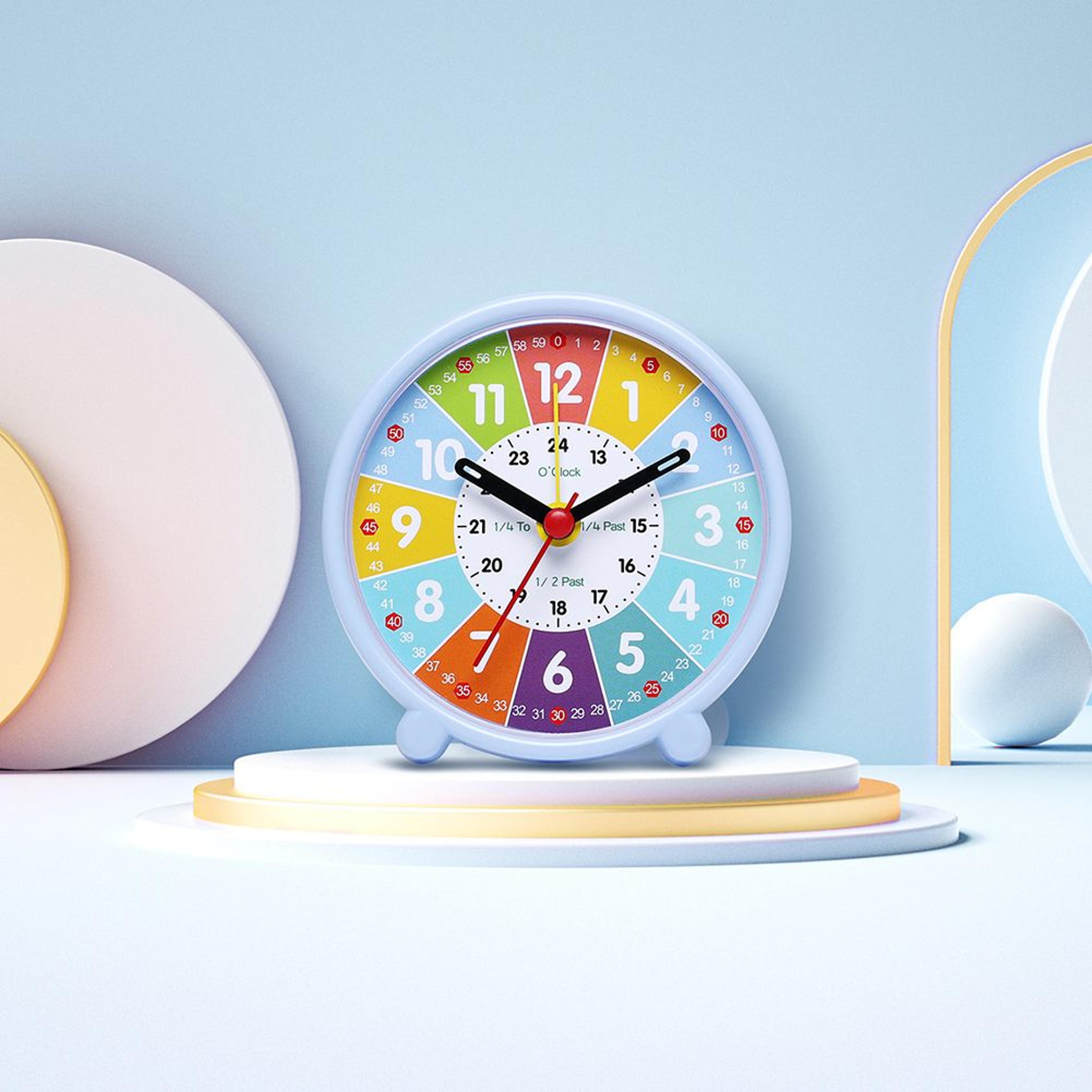 silent kids alarm clock colorful learning clock for bedside and study desk
