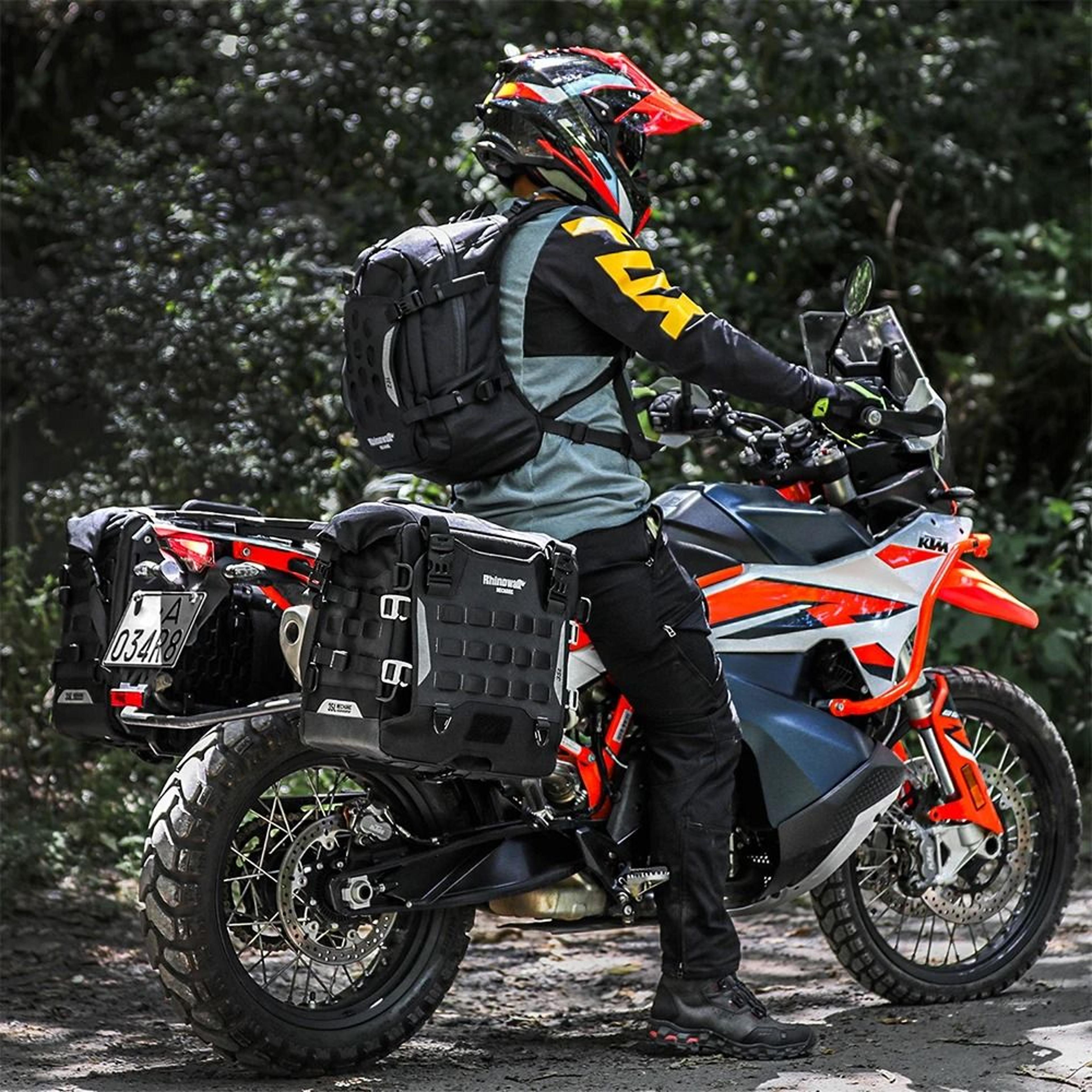 35l waterproof motorcycle side bag quick-release molle pannier with lock hole