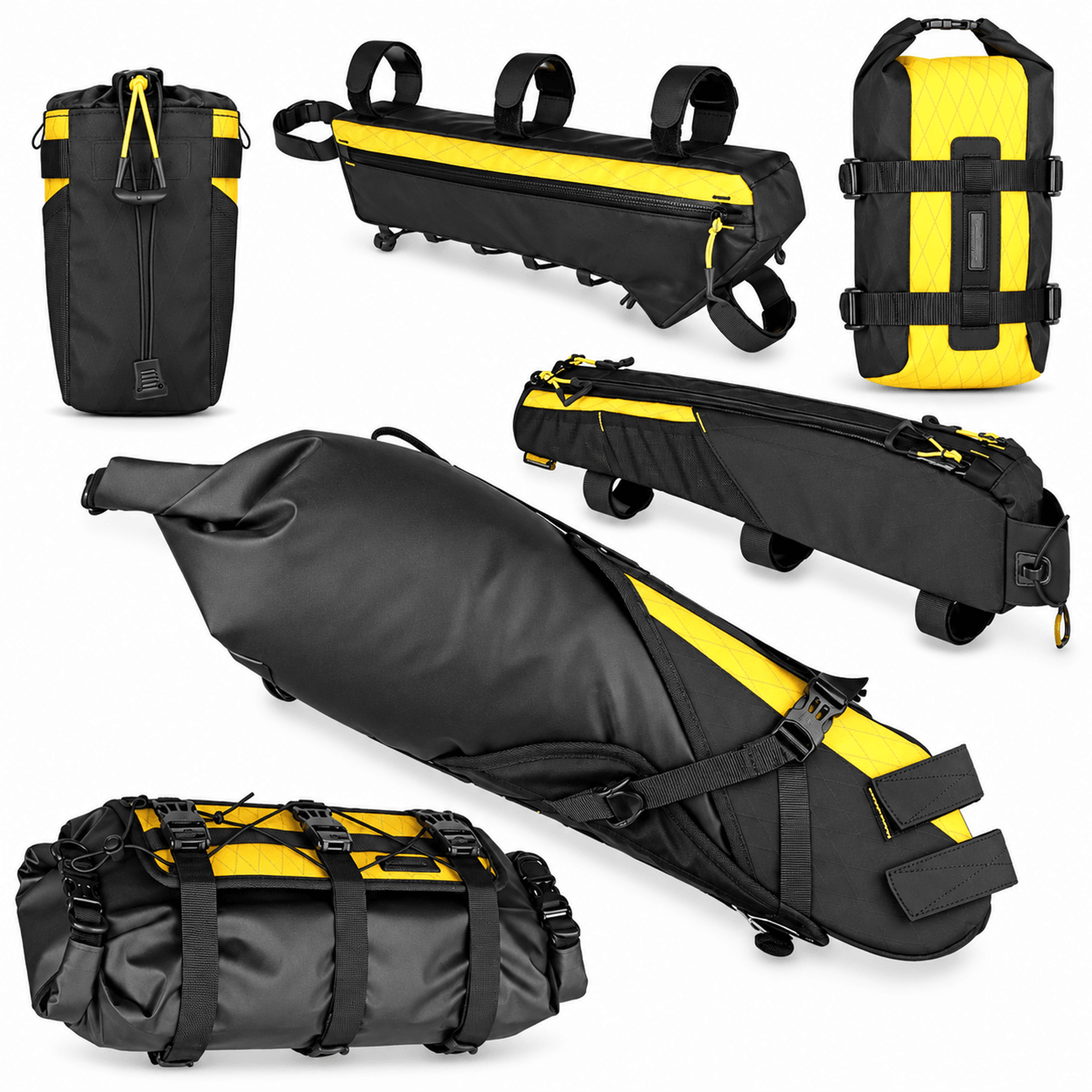 modular bikepacking bags for long-distance cycling saddle, handlebar and frame storage