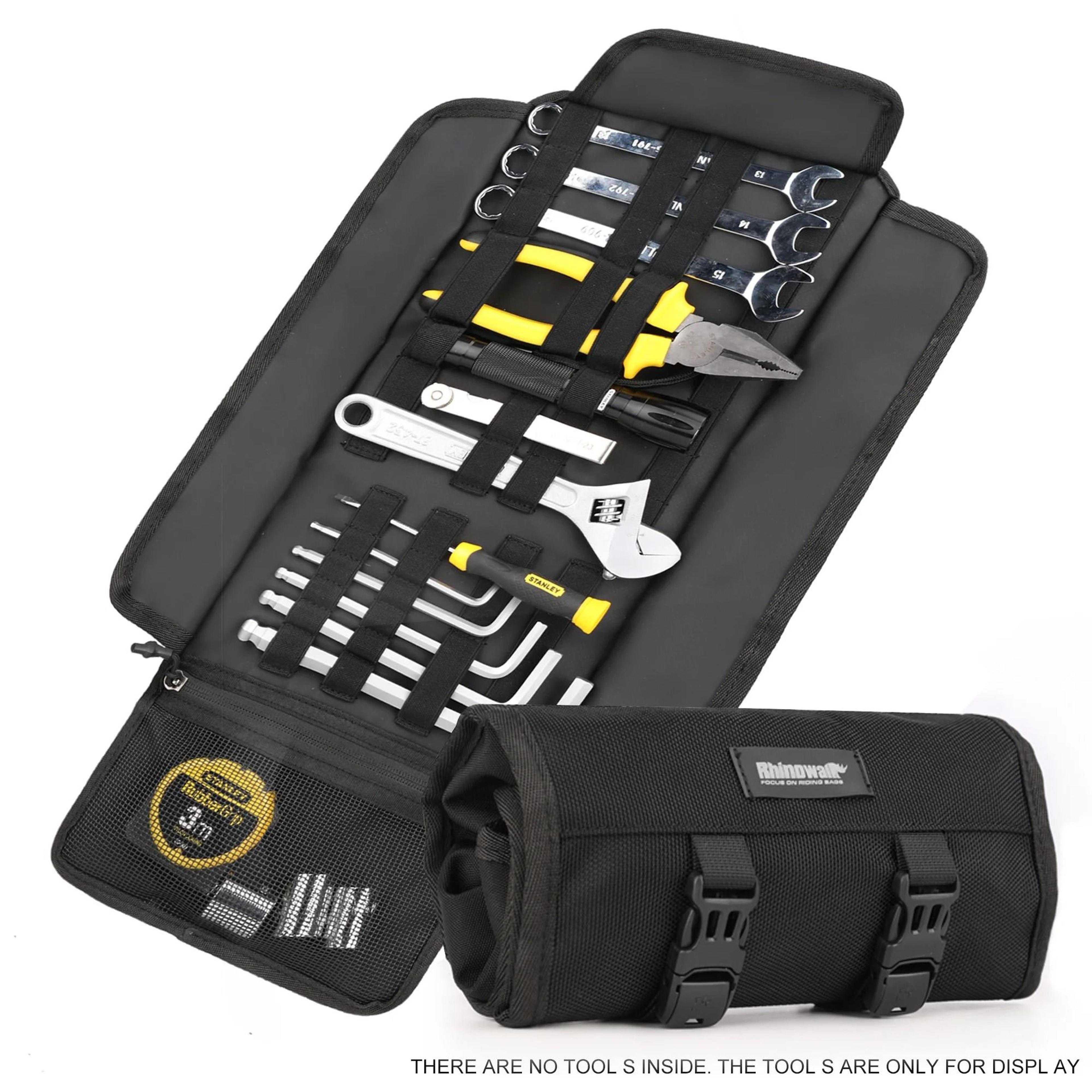 portable motorcycle tool roll bag compact repair tool organizer for travel and roadside use