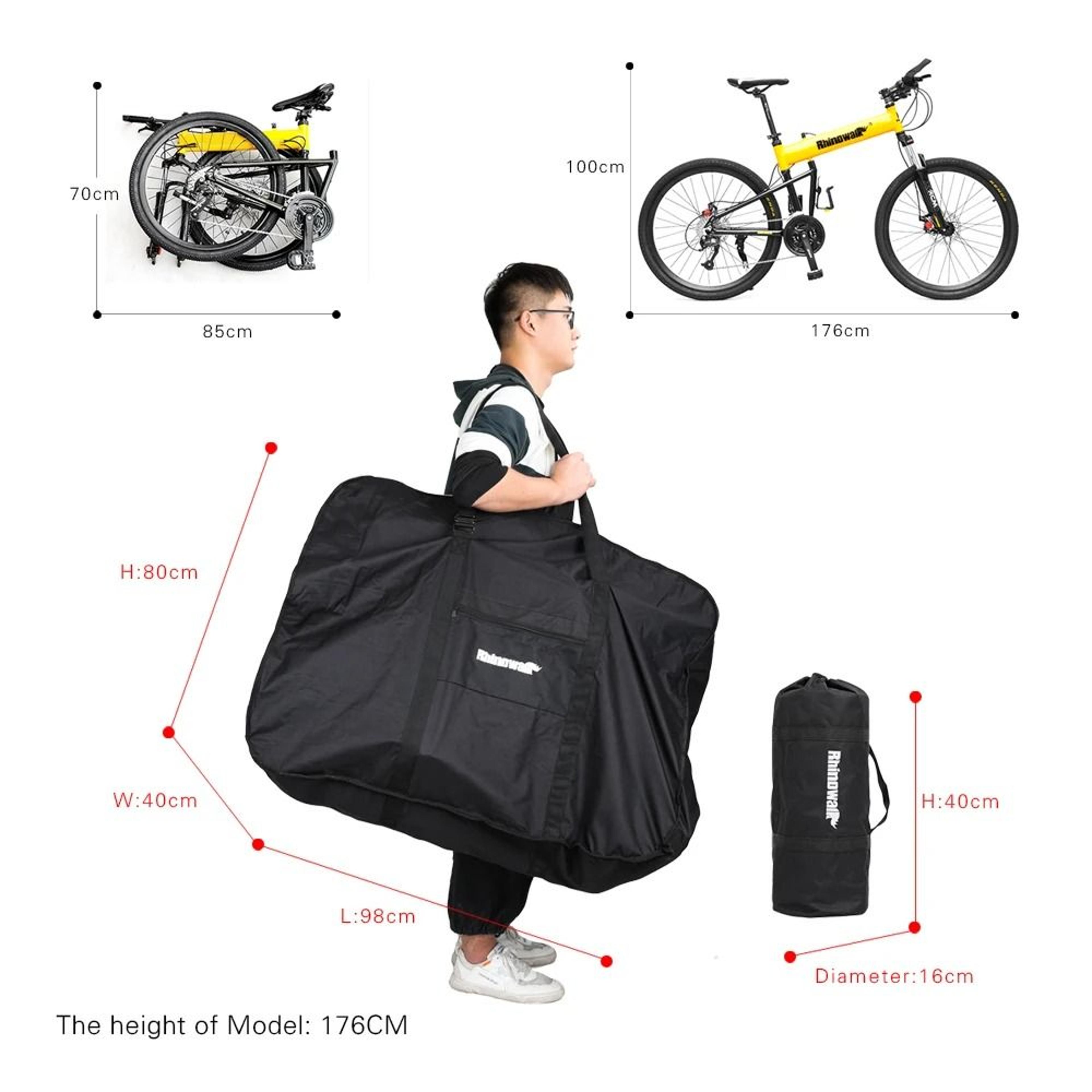 26 inch folding bike carry bag heavy-duty bicycle transport case
