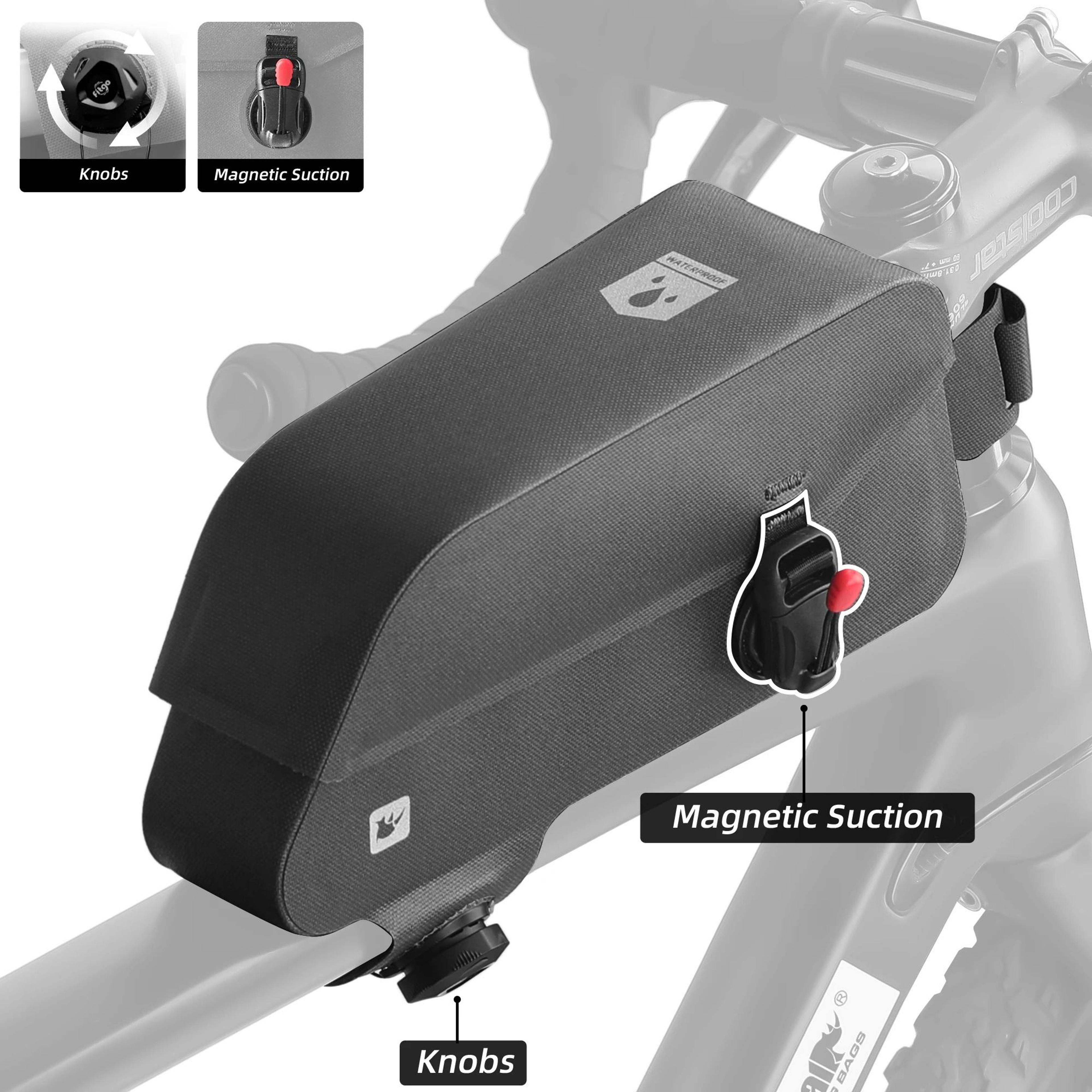 1.2l magnetic bike top tube bag waterproof dial-lock frame pack