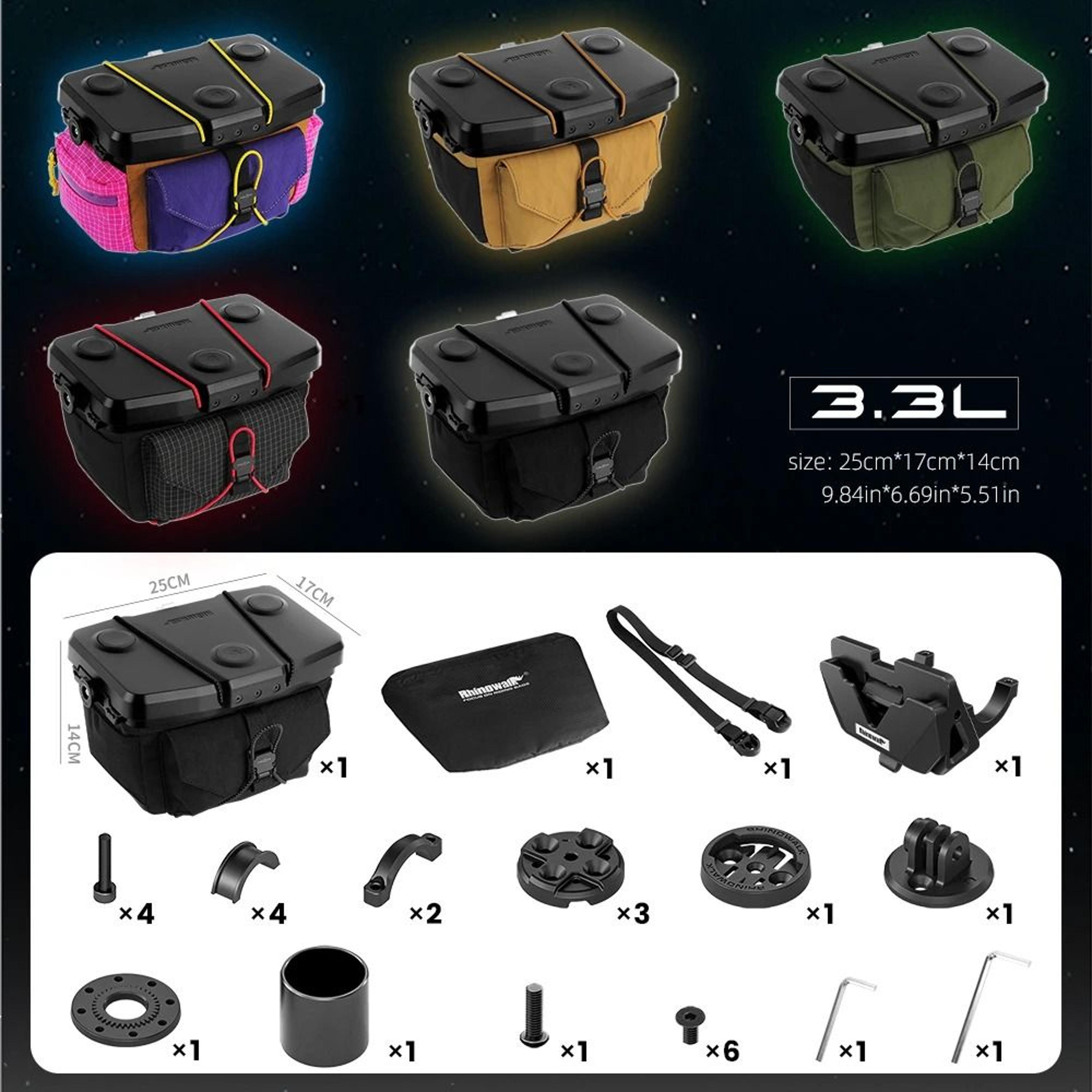 3.3l quick release bike handlebar bag modular front storage system