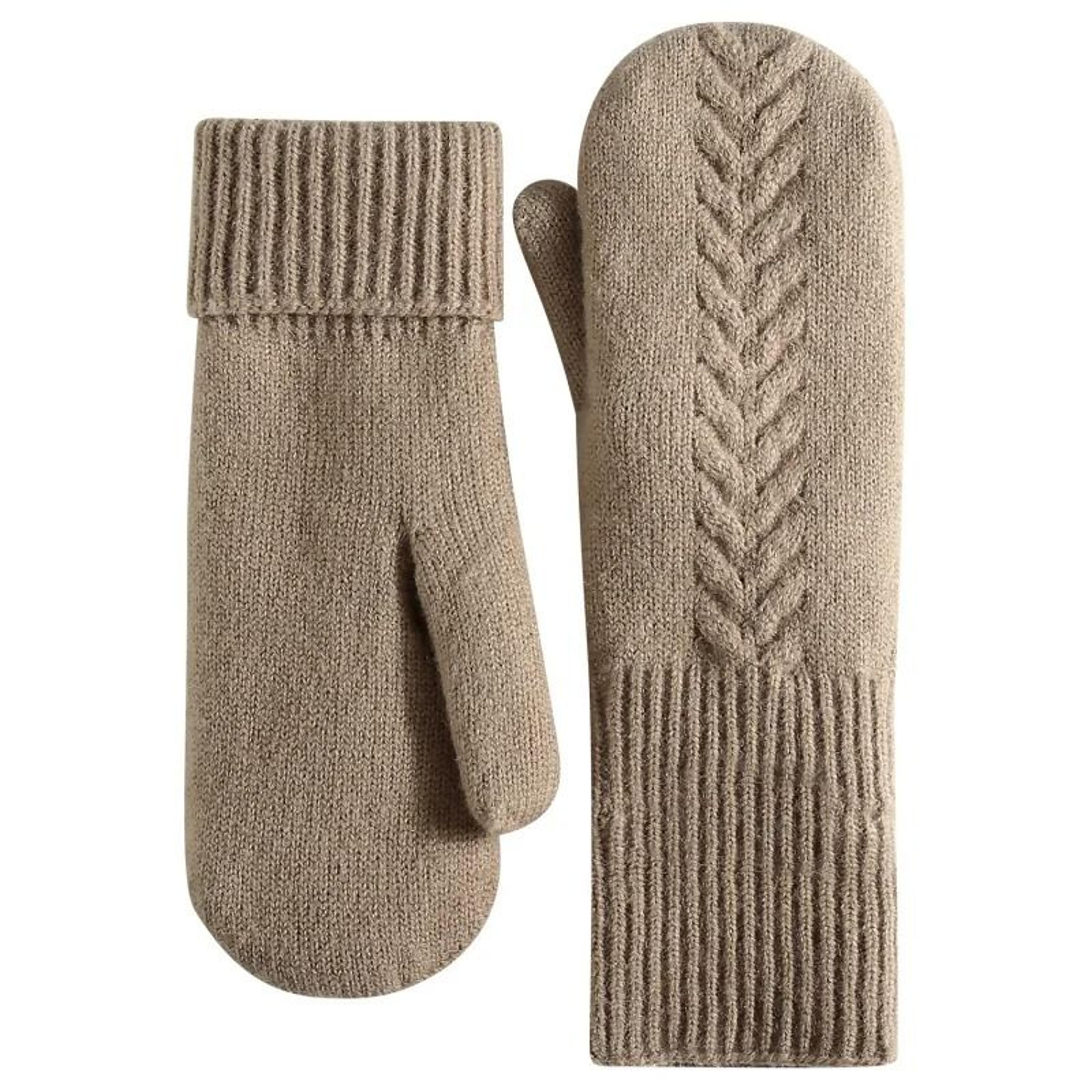 double-layer winter knitted gloves with soft velvet lining