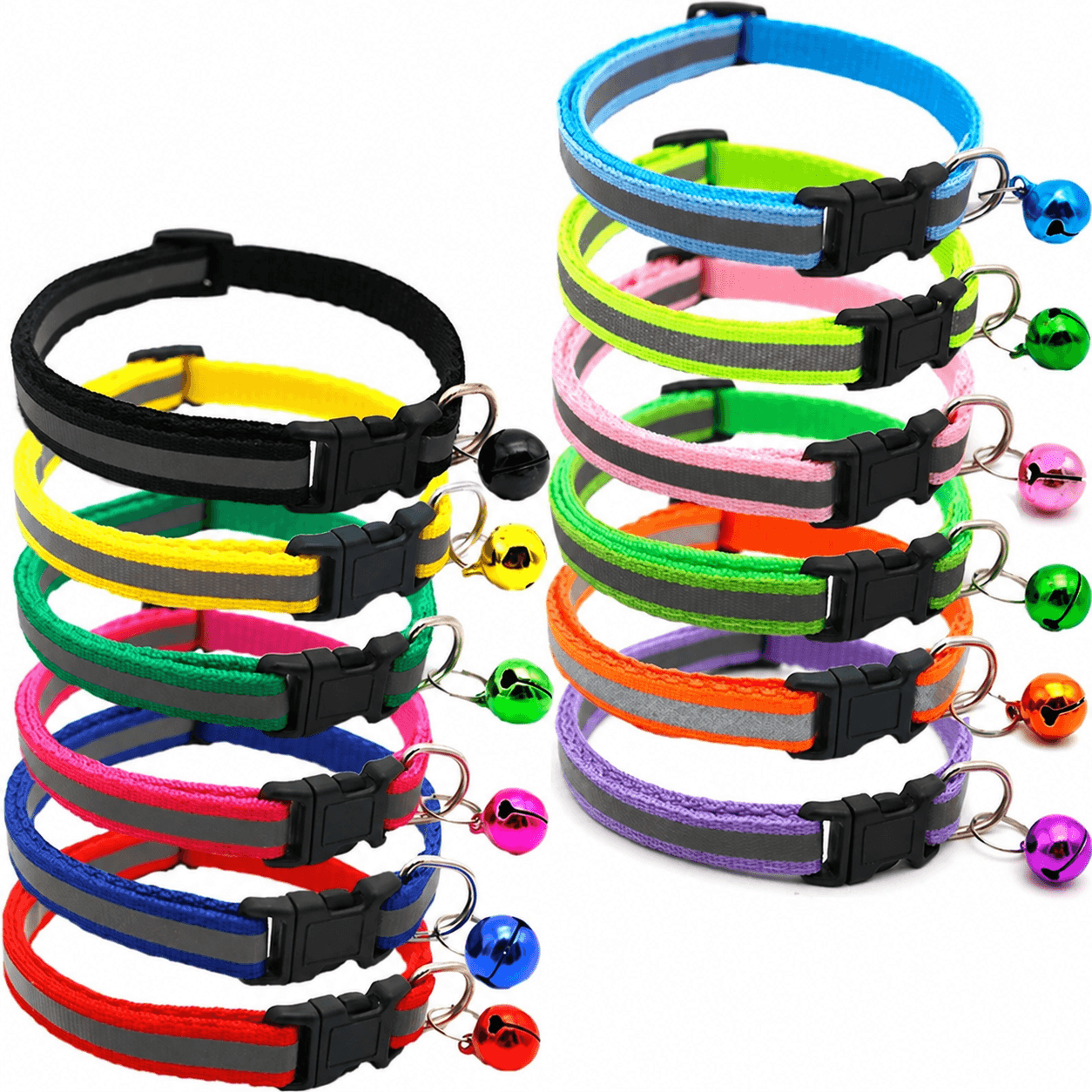 2-pack reflective cat collars with bells and adjustable fit