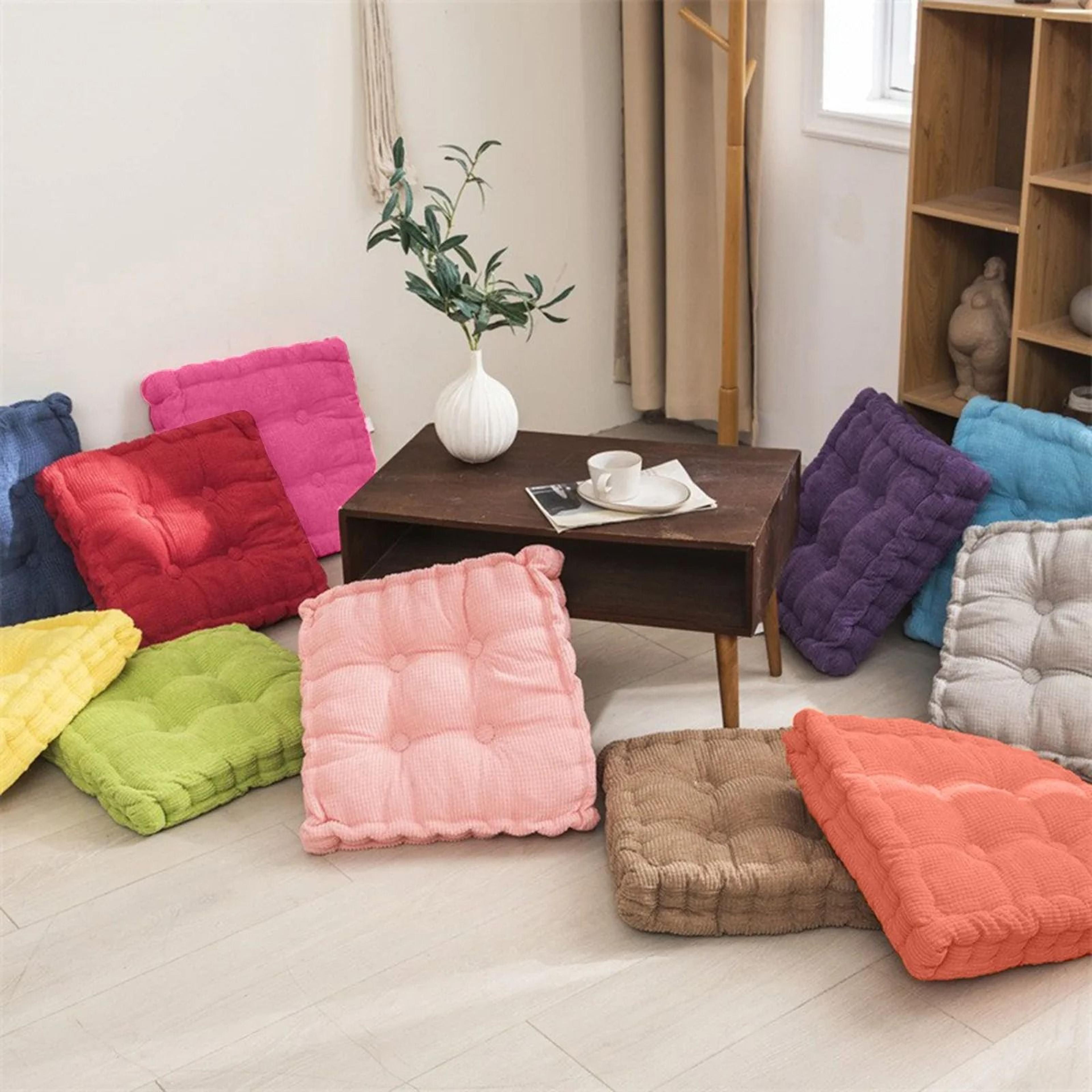 thick meditation floor cushion square tufted yoga seat pillow