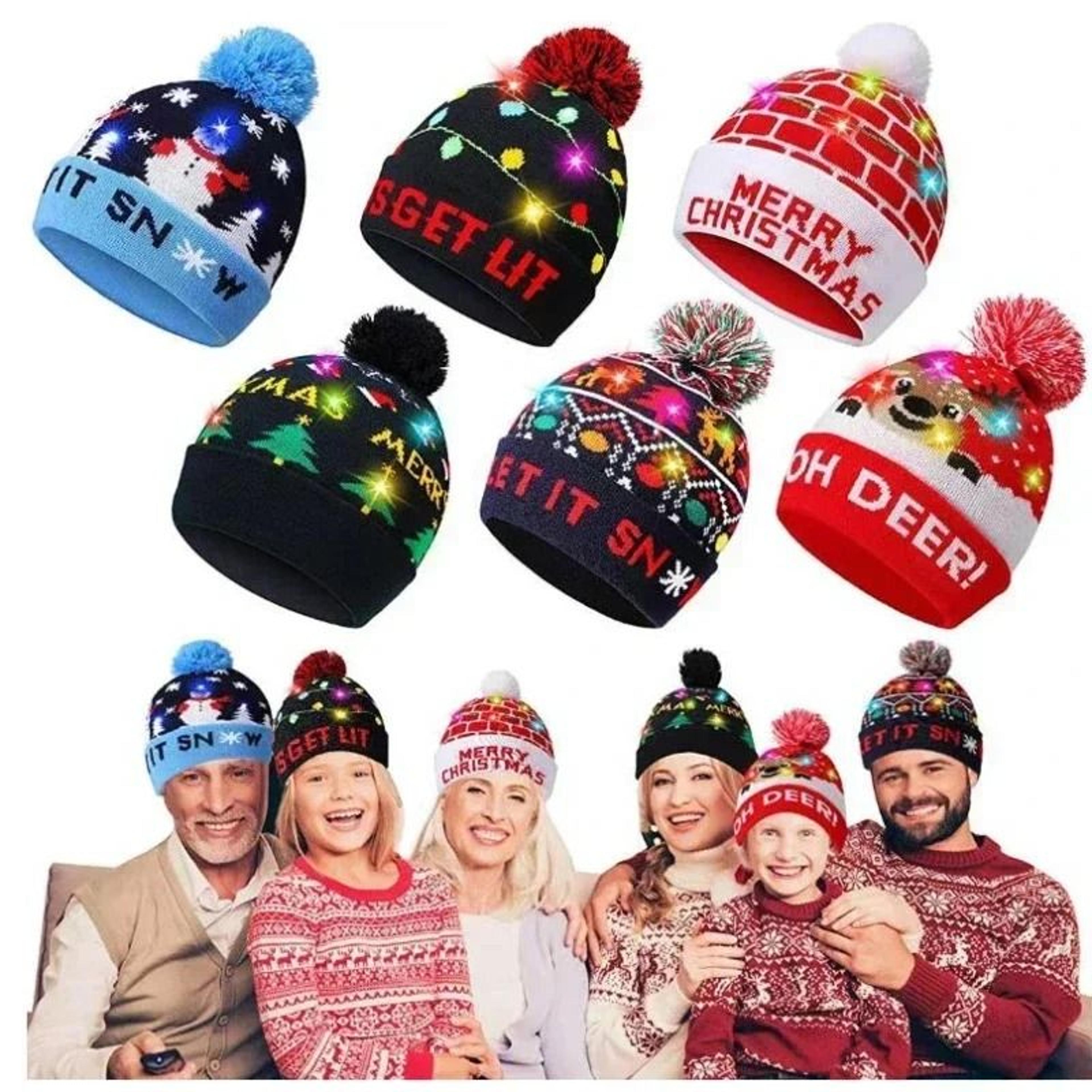 flashing led christmas hat warm knitted holiday beanie