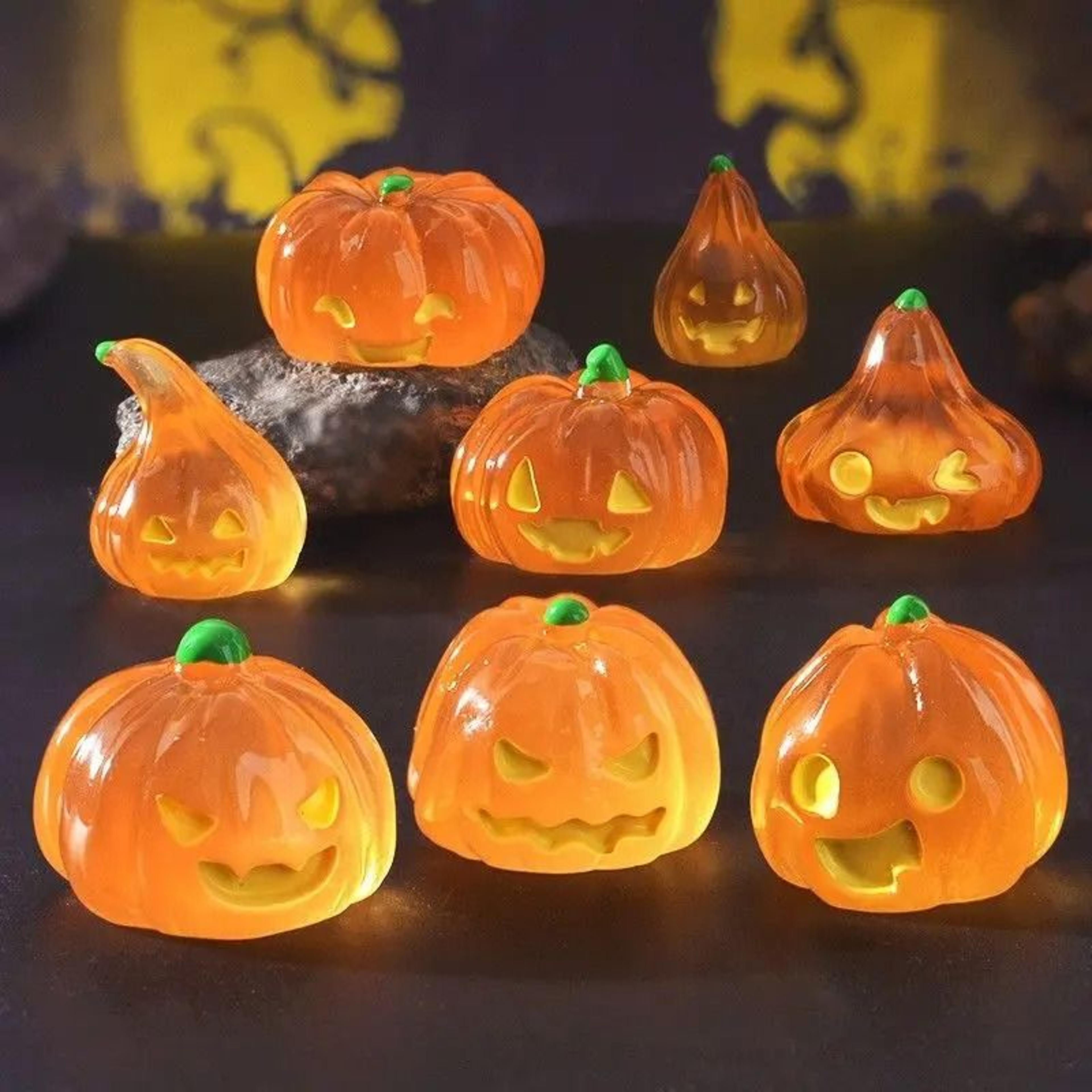 8 pcs luminous halloween ghost lantern with pumpkin desktop ornament
