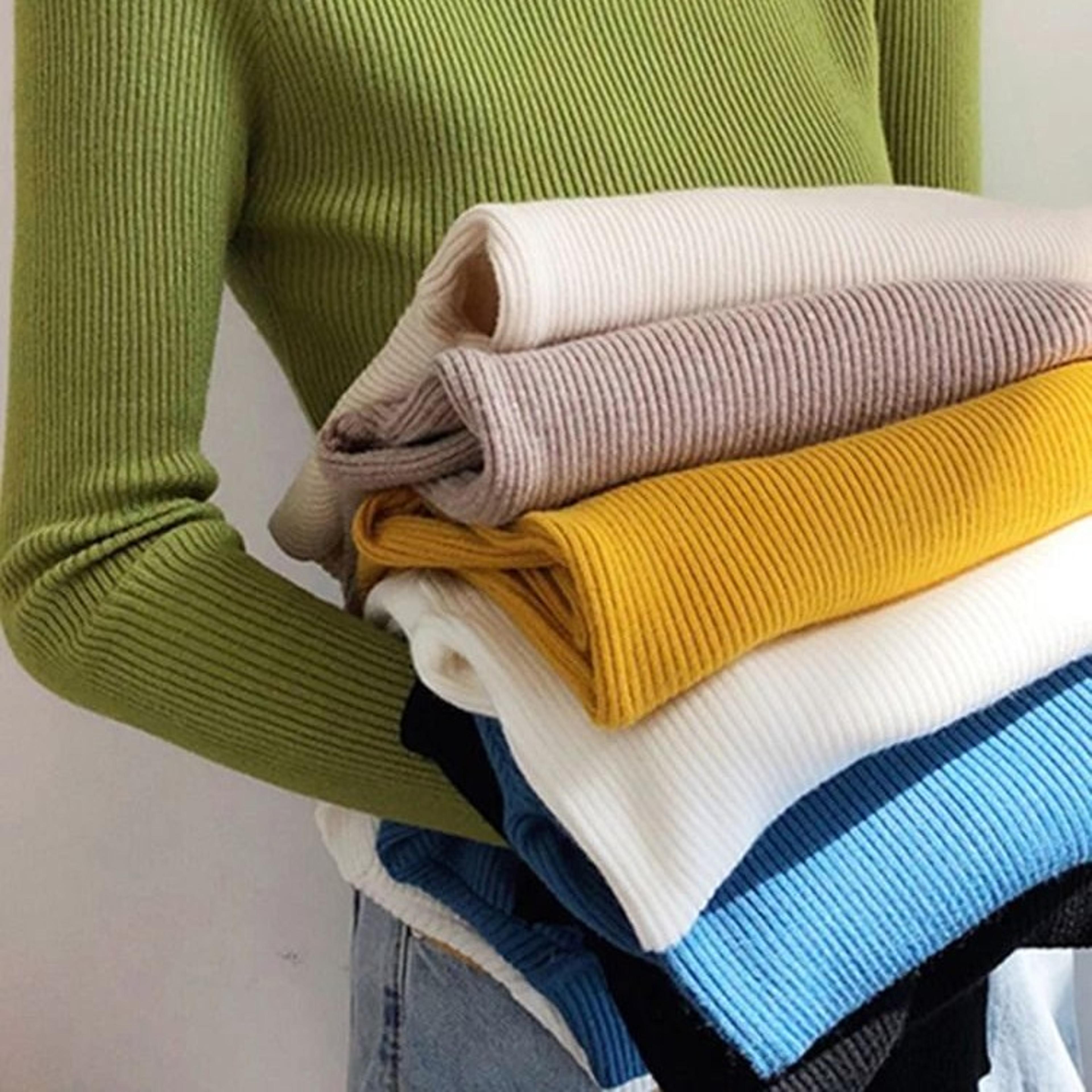 womens mock neck knit sweater slim solid pullover for autumn and winter