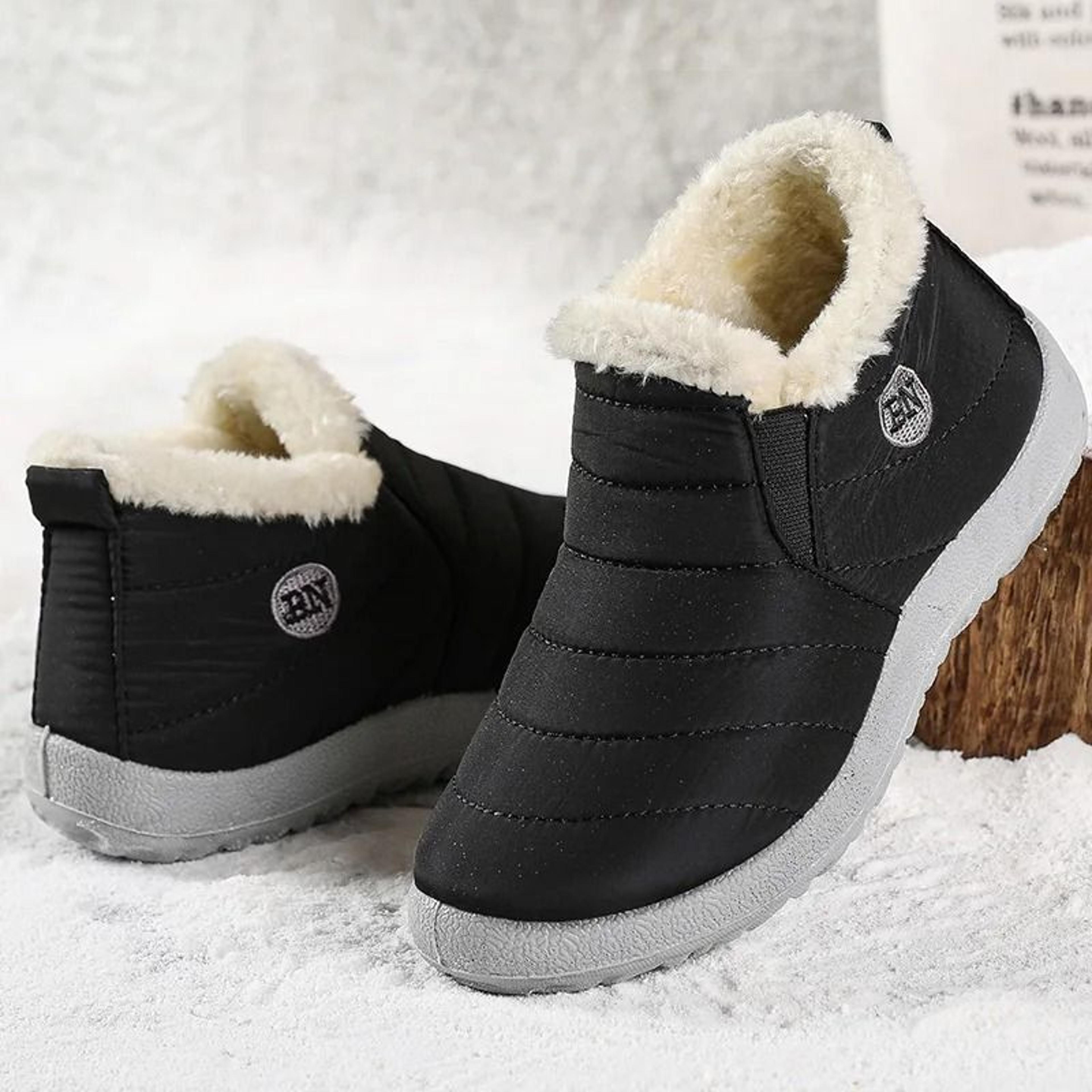 mens fur-lined winter boots warm casual ankle snow shoes