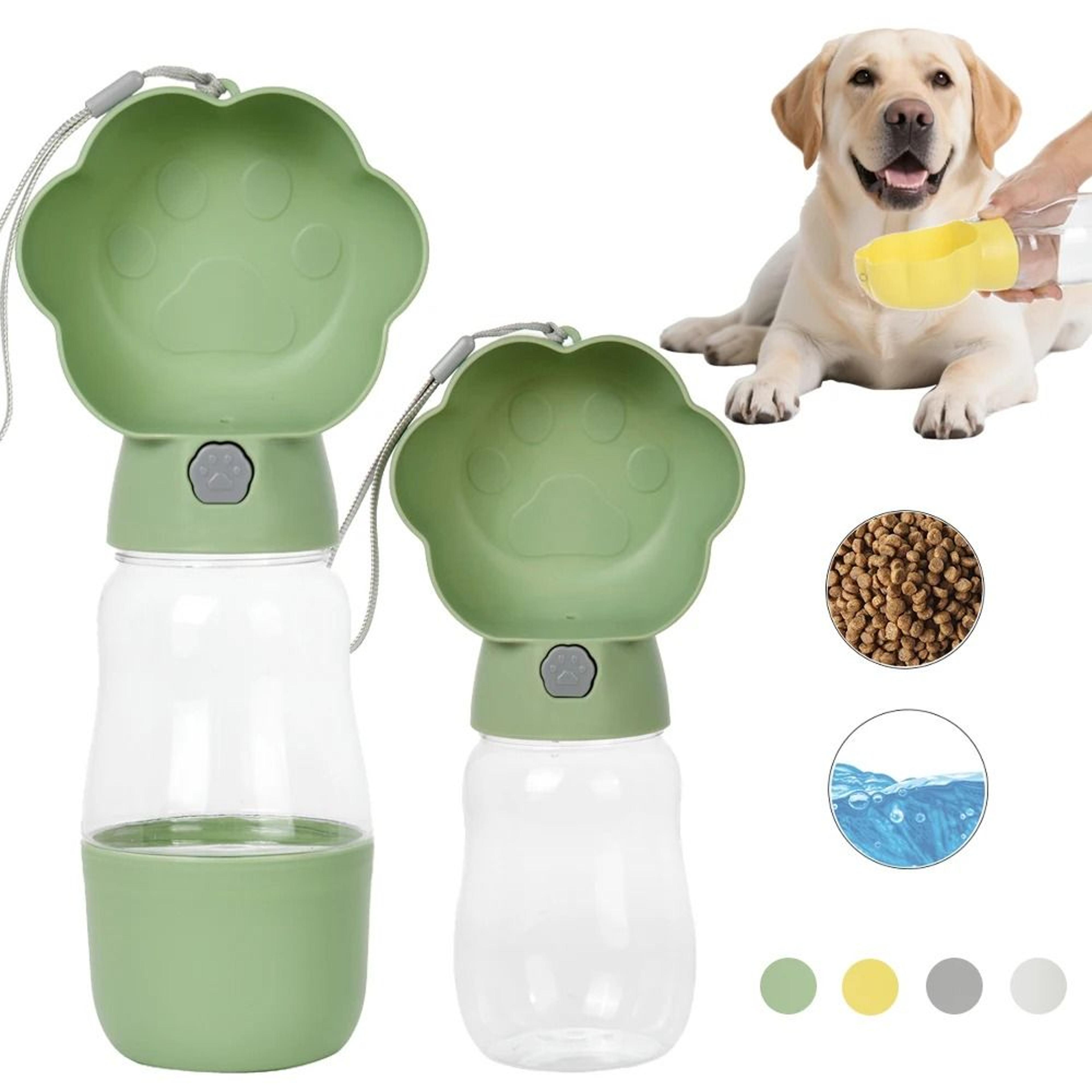 2-in-1 dog water bottle with food container portable travel feeder