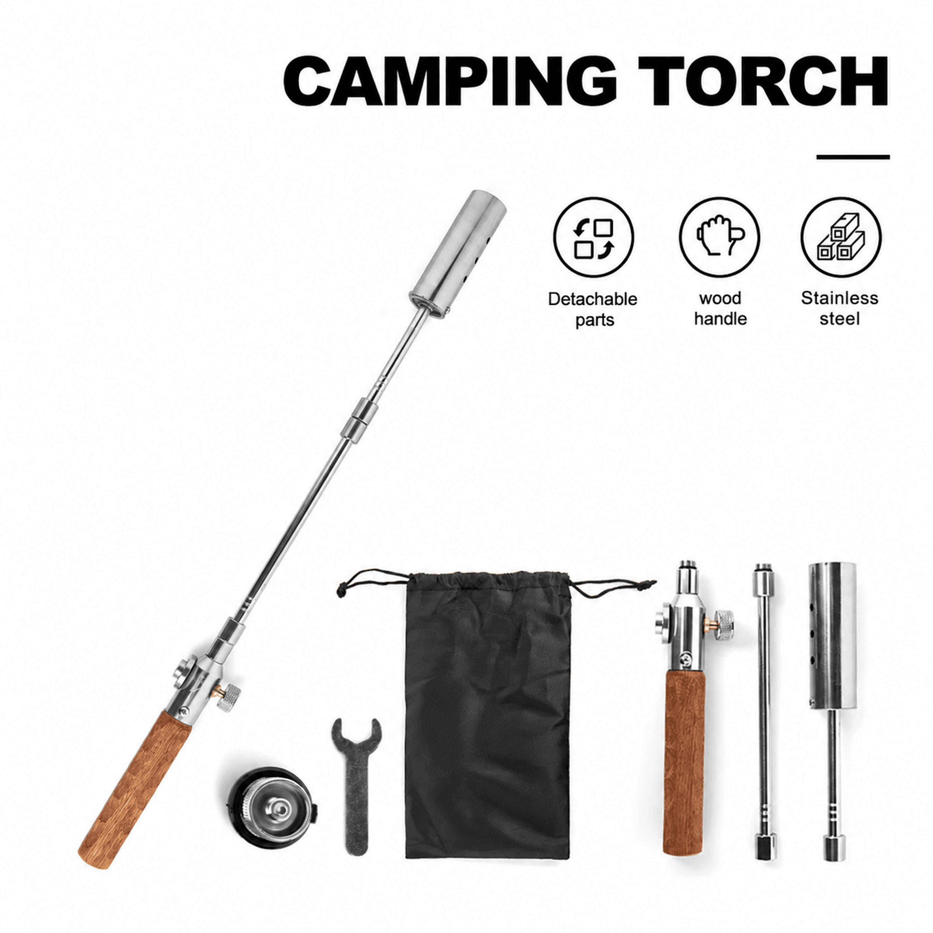 camping torch long handle stainless steel detachable fire starter