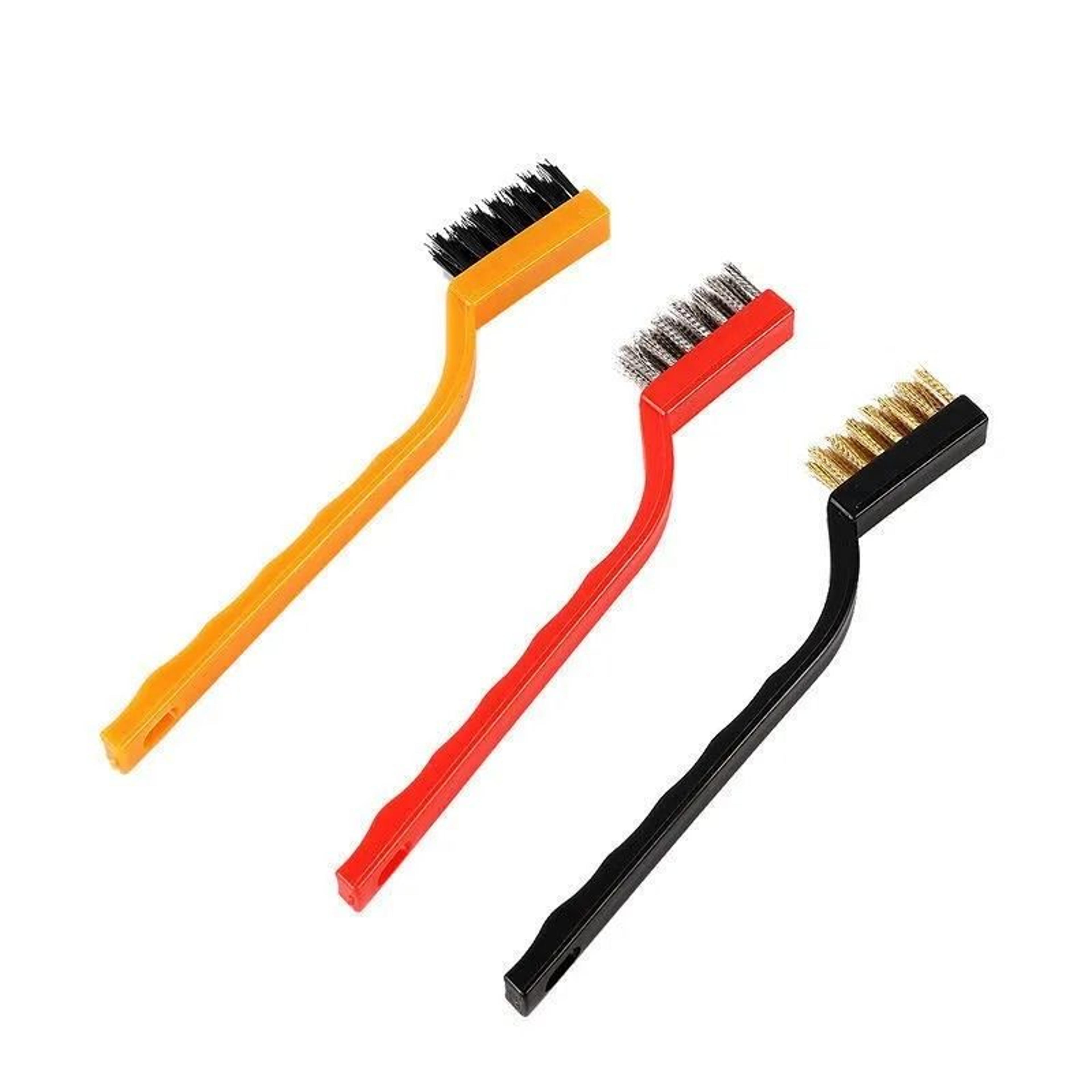 3-piece wire brush set 7-inch stainless steel brass and nylon cleaning brushes