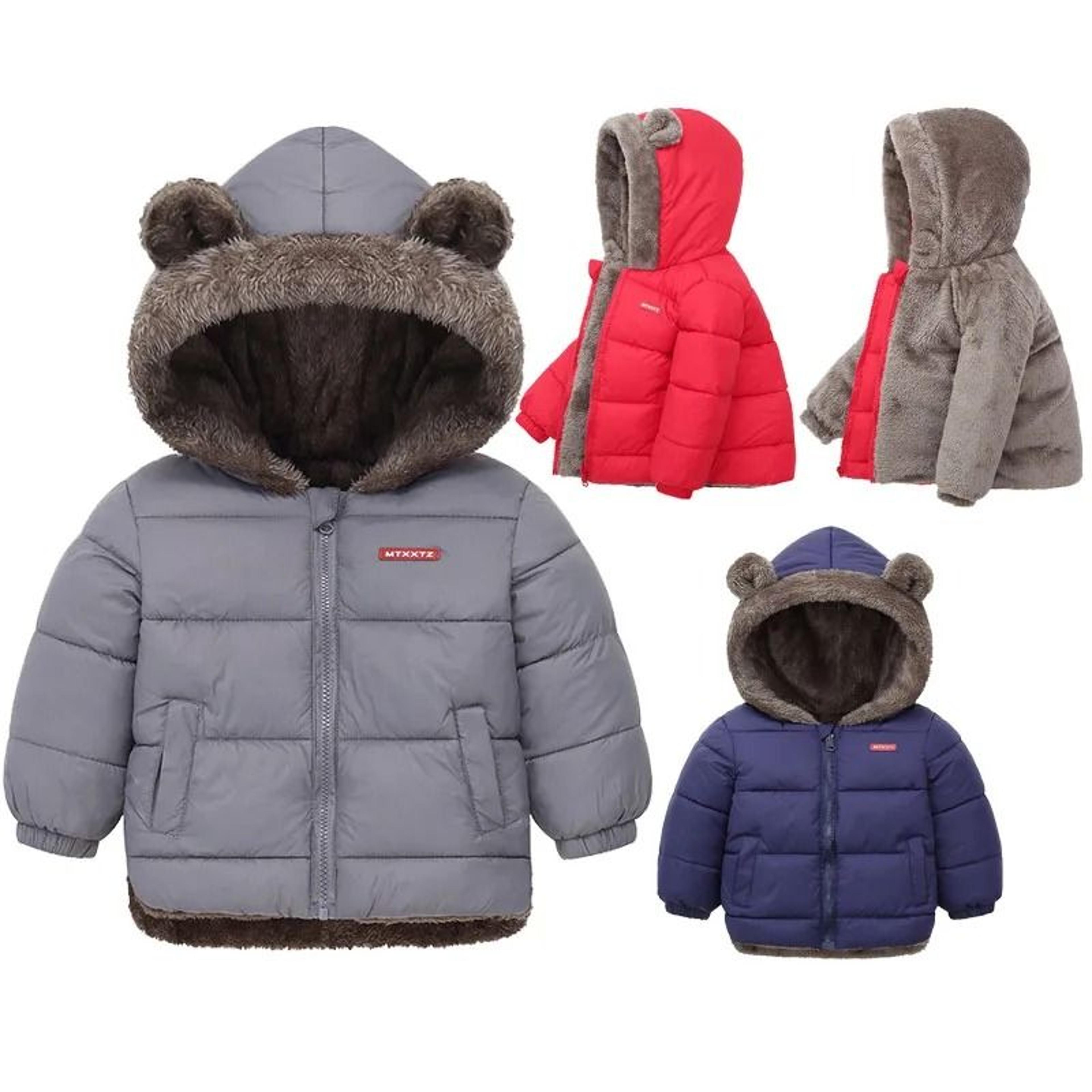 kids hooded fleece winter jacket thick padded warm coat for boys and girls