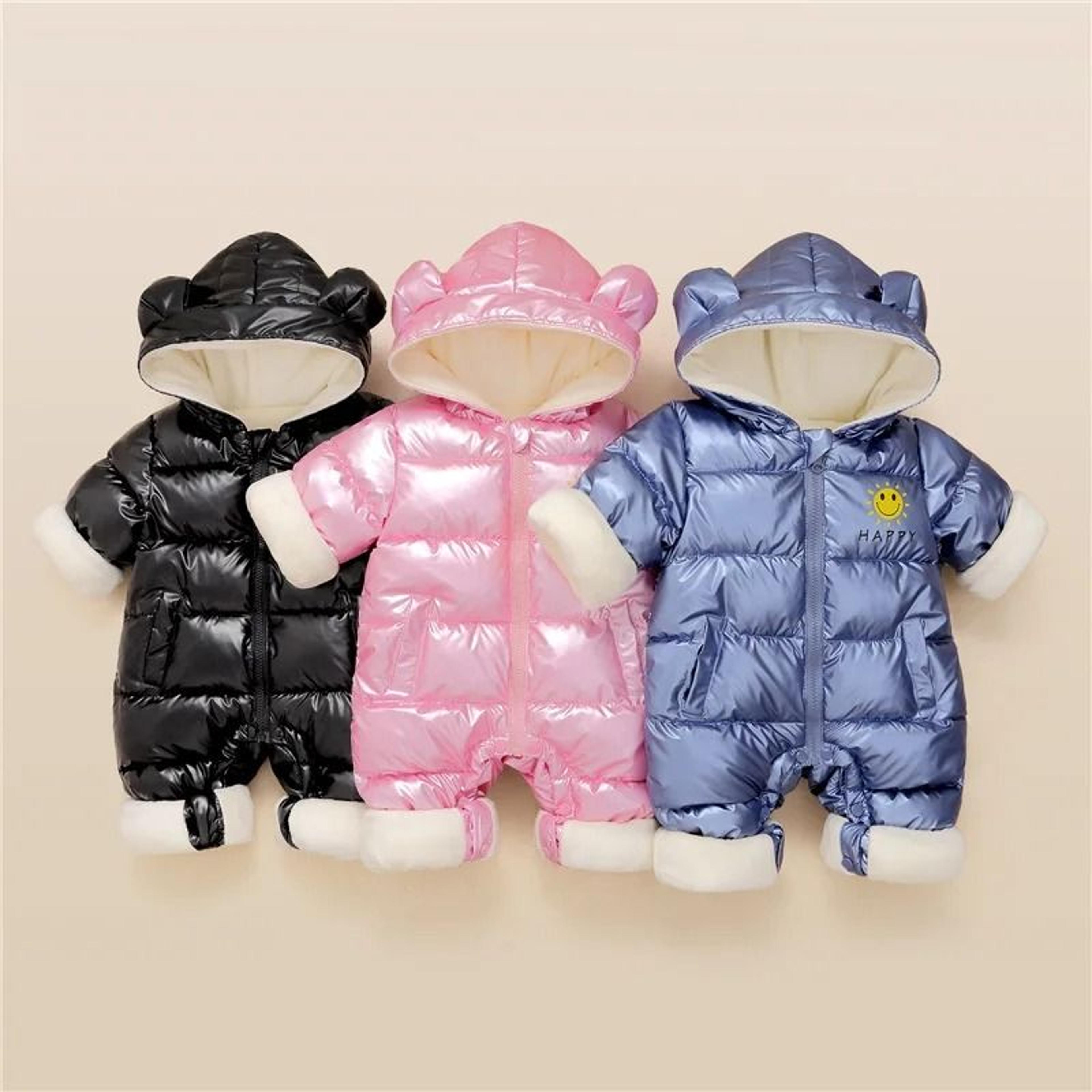 baby waterproof winter snowsuit plus velvet hooded jumpsuit for boys and girls